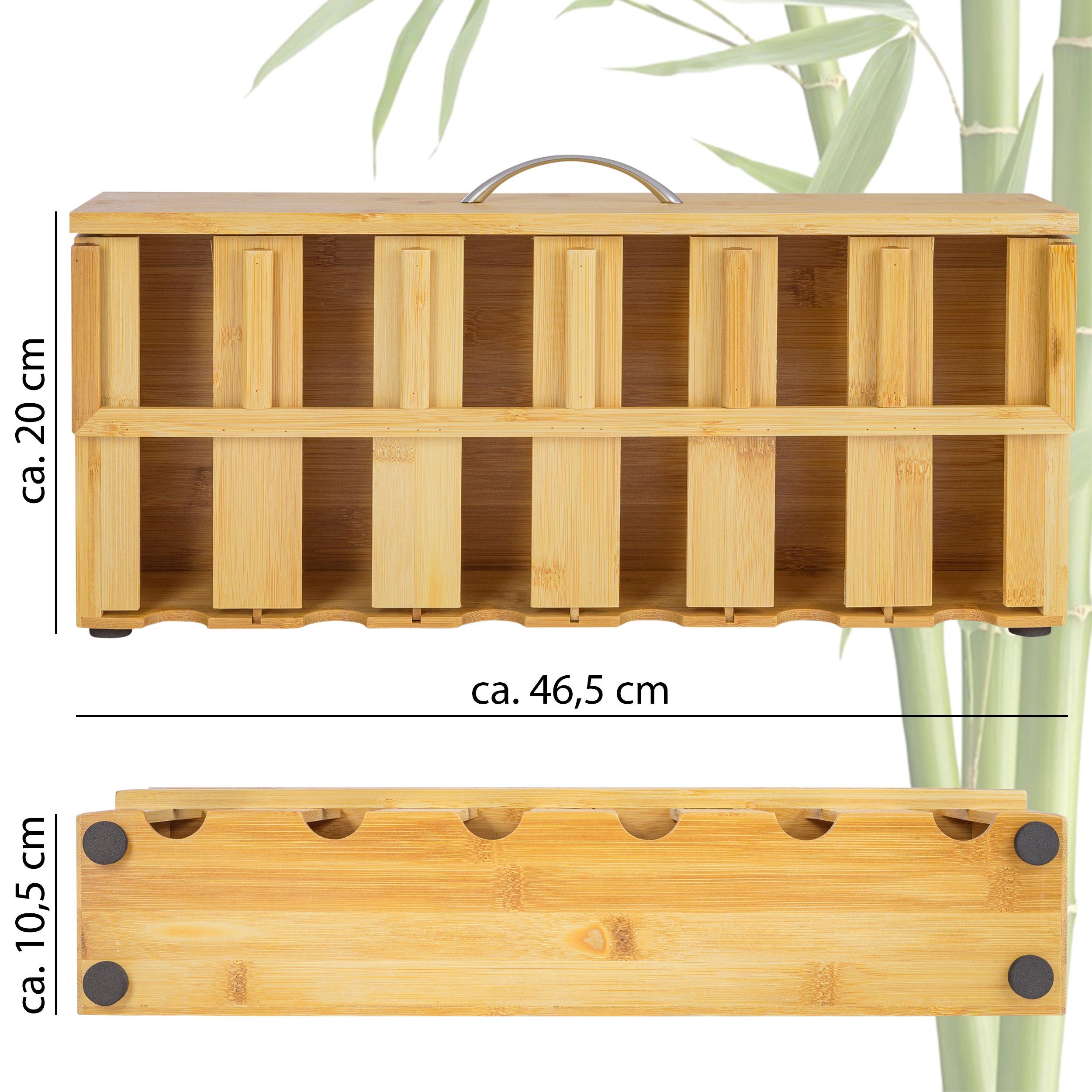 ONVAYA Teebox Teebox aus Holz, Bambus Teebeutelbox, 6 Fächern, Teekiste mit