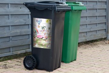 MuchoWow Wandsticker Einhorn - Regenbogen - Kinder - Mädchen - Auto (1 St), Mülleimer-aufkleber, Mülltonne, Sticker, Container, Abfalbehälter