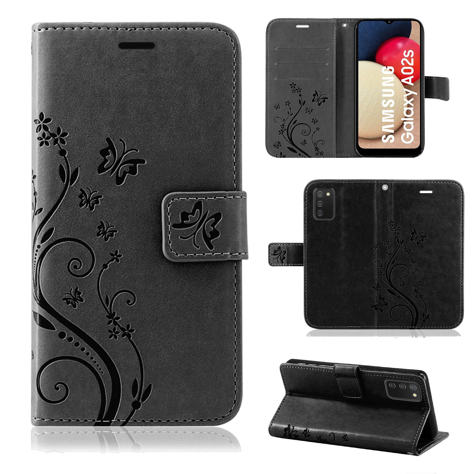 betterfon Handyhülle Handytasche für Samsung Galaxy A02s Klapphülle, Bookstyle-Hülle: Magnetverschluss 3 Kartenfächer & Standfunktion