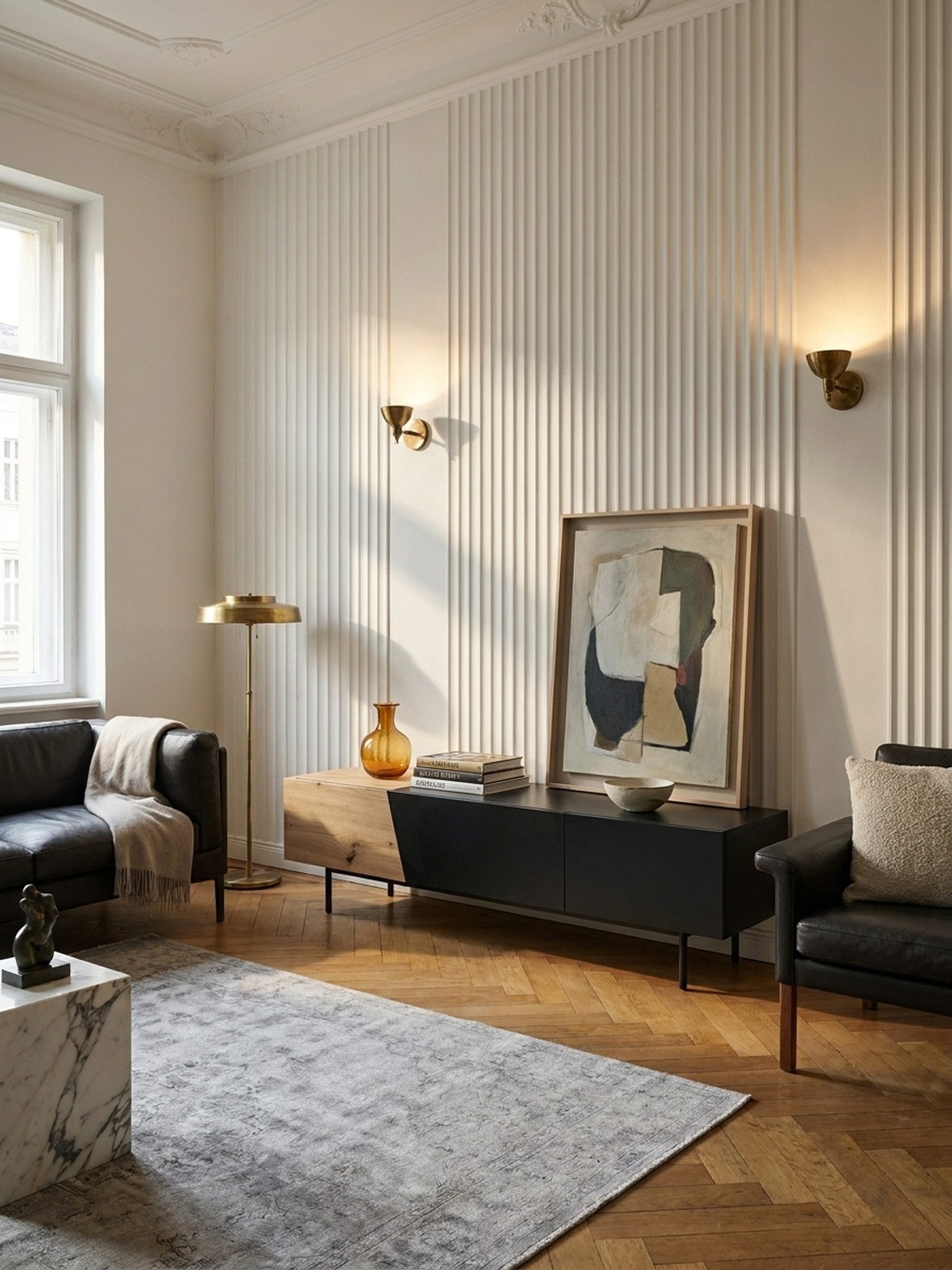 KADIMA DESIGN Lowboard Lowboard Schwarz mit Eiche-Dekor 150x40x40 cm TV-Kommode Modern, (Schublade, Fernsehkommode Wohnzimmer), Design TV-Schrank Niedrig, Fernsehtisch Fernsehschrank mit Türen &