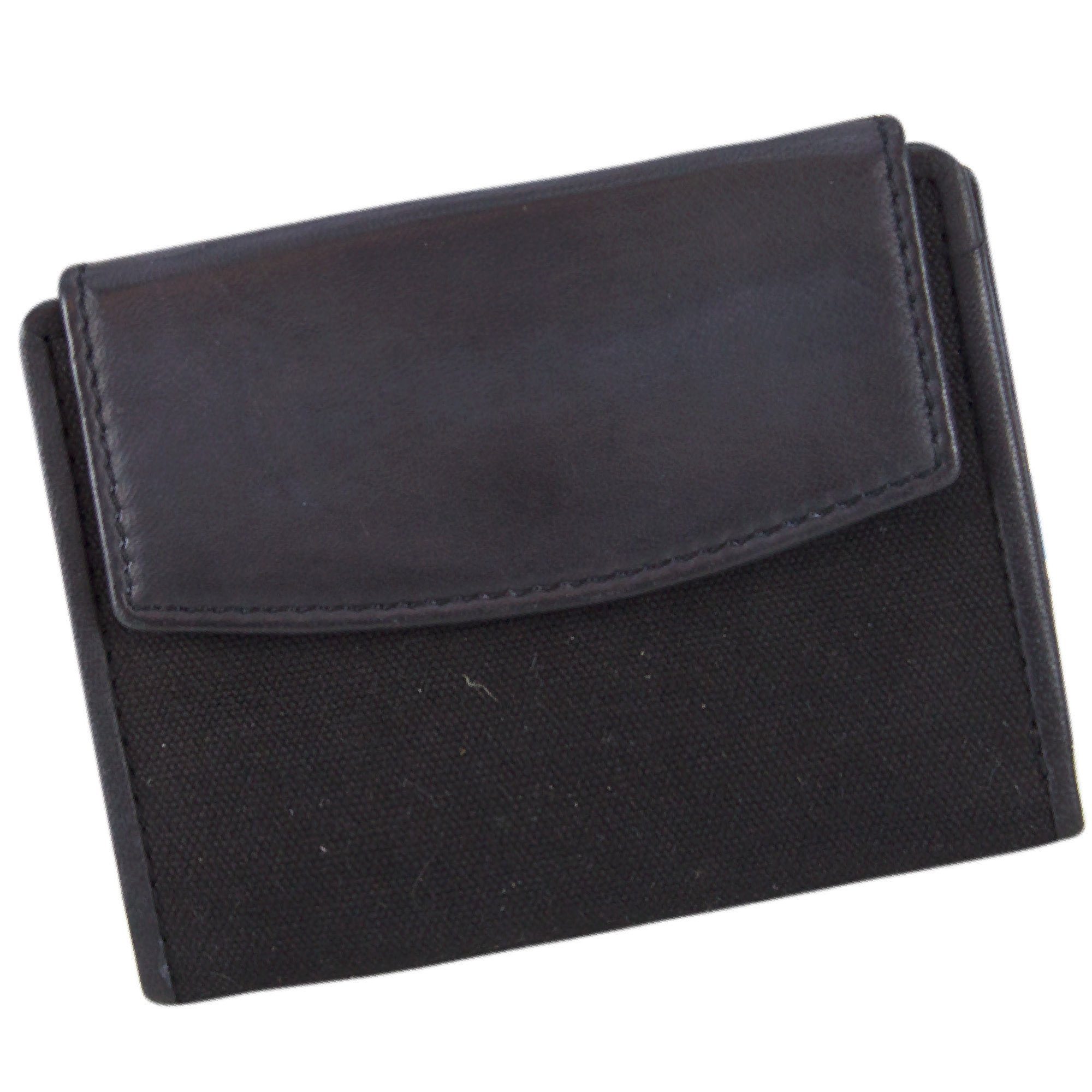 Sunsa Geldbörse 81121 Unisex Vintage Leder Geldbeutel Brieftasche Portemonnaie, echt Leder, Unisex, mit RFID Schutz, zeitlos, Canvas, Vintage Style schwarz