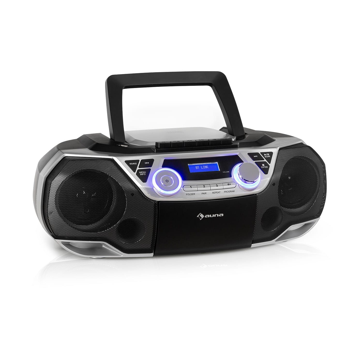 Auna Roadie 2K Radio (DAB+ und UKW-Radiotuner, Kinder CD Player tragbar Musikbox Bluetooth CD Spieler Radio Soundbox)