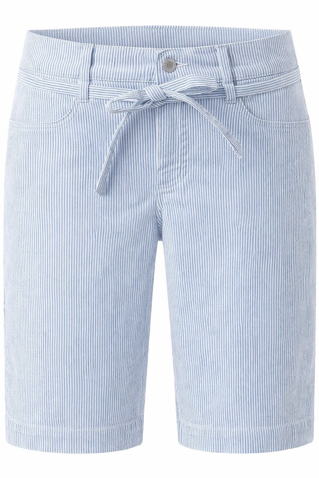 ANGELS Jeansbermudas LIA CITY mit leichtem Streifen-Dessin, Stretch, Wide-Leg