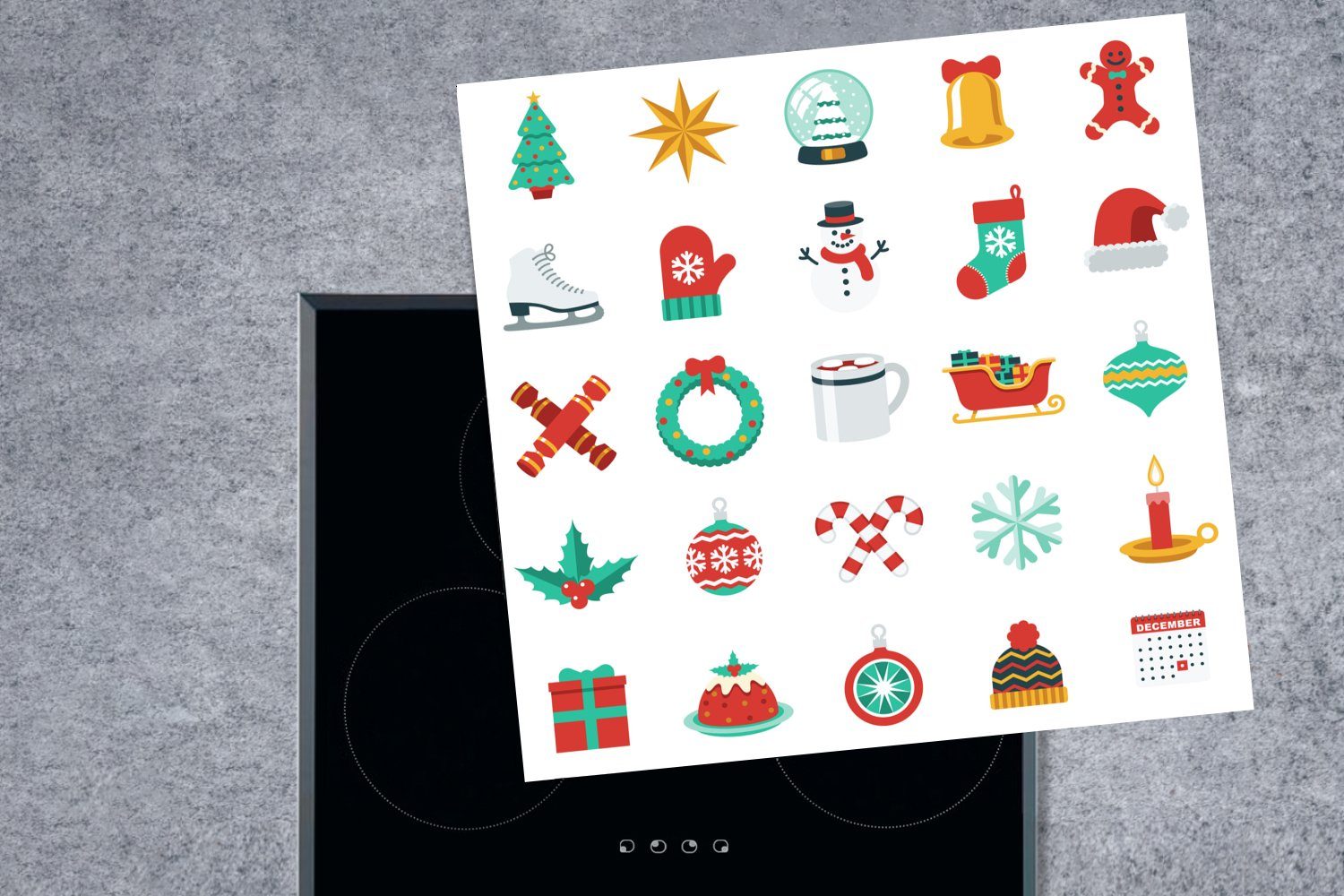für küche - Muster 78x78 cm, Weihnachten, Vinyl, Ceranfeldabdeckung, Arbeitsplatte Herdblende-/Abdeckplatte (1 MuchoWow tlg), Weihnachtssachen -