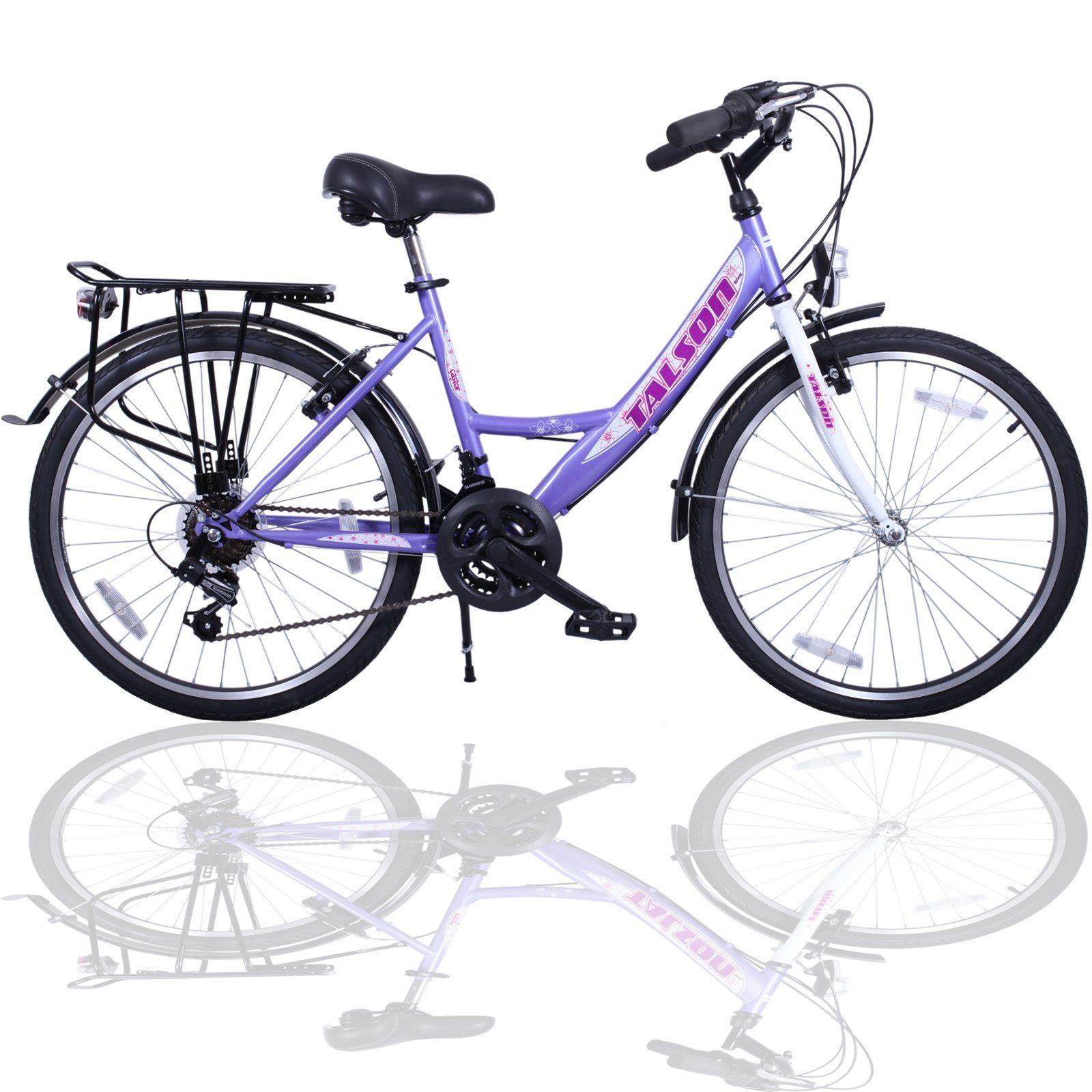 Zoll nach Beleuchtung Gepäckträger 064, Cityrad Kettenschaltung, Gang 24 Kinderfahrrad Talson StVZO 21 Lila mit und Shimano,