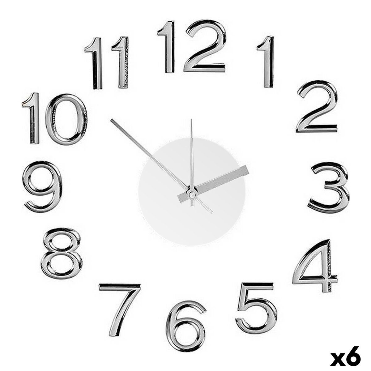 Gift Decor Uhr Wanduhr Silberfarben Weiß Aufkleber ABS Moosgummi Ø 35 cm 6 Stück