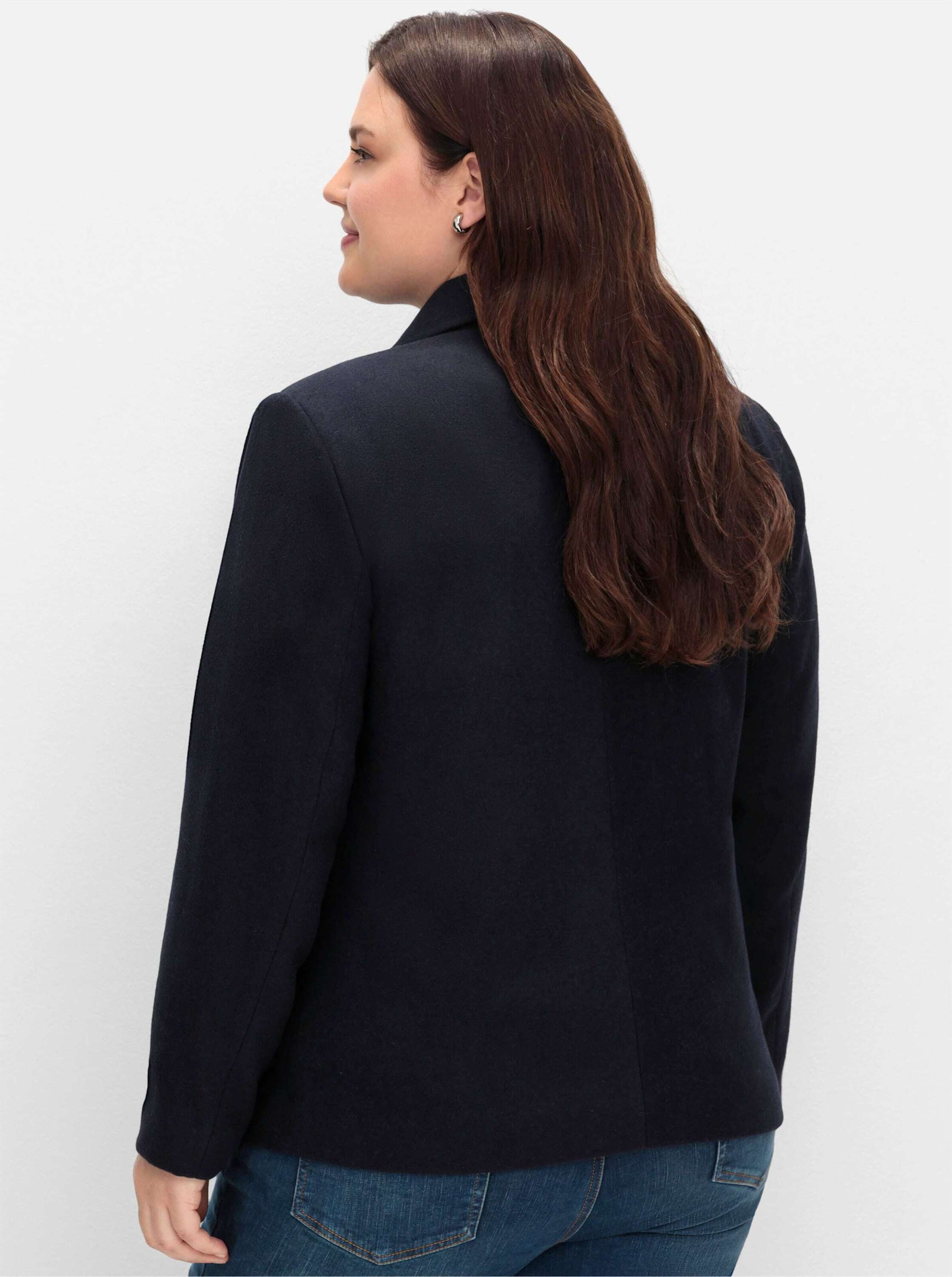 Sheego Allwetterjacke Kurzjacke Langarm in Caban-Form, mit Wollanteil günstig online kaufen