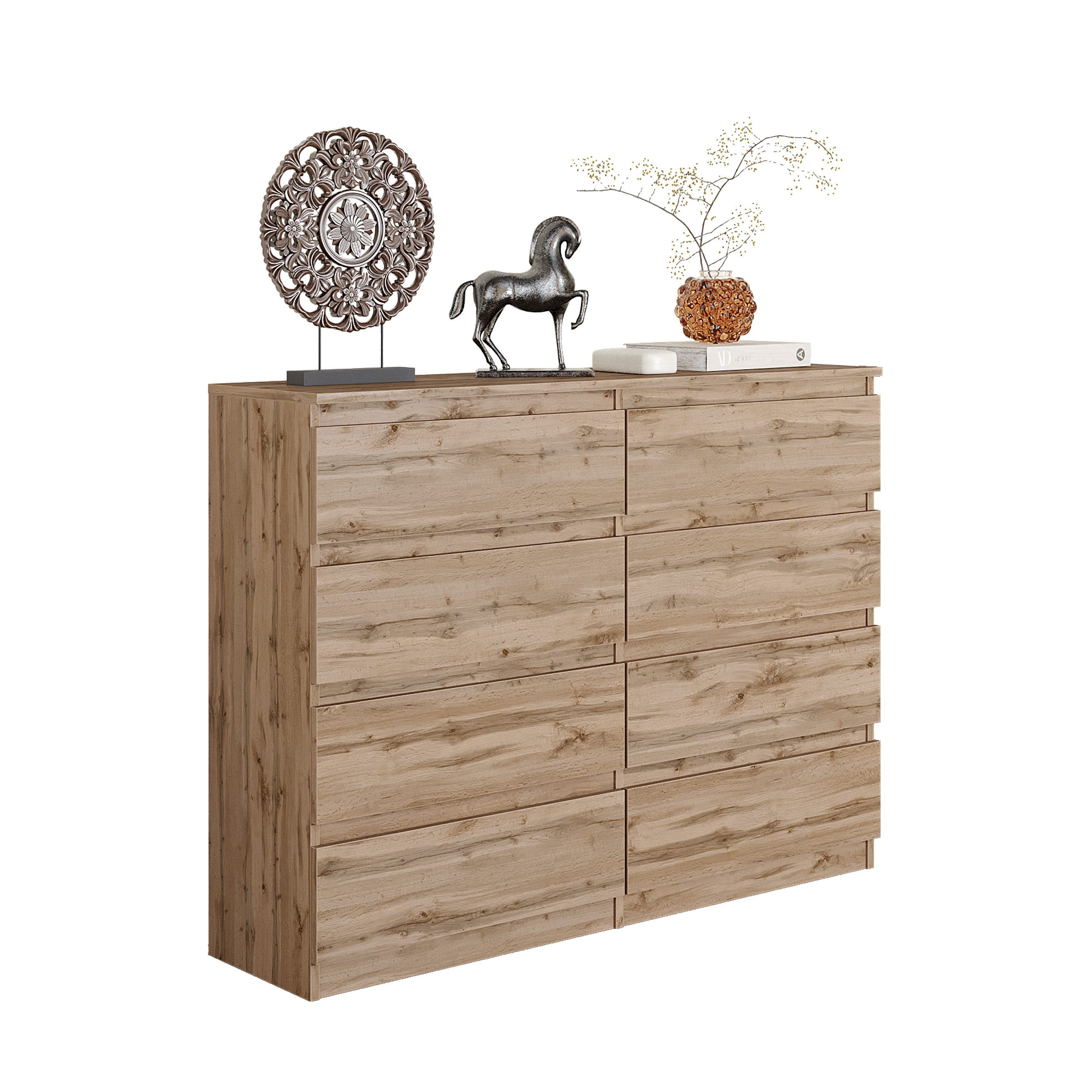 Kommode 8 Schubladen, Sideboard, Schubladenschrank Breite 120cm Höhe 92cm