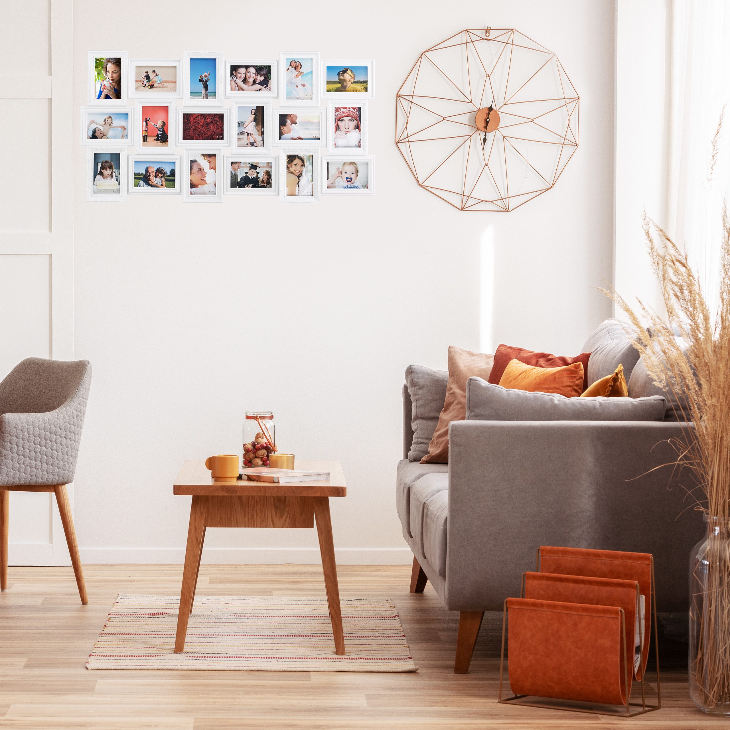 relaxdays Staffelbilderrahmen Bilderrahmen Collagen 18 Bilder, weiß günstig online kaufen