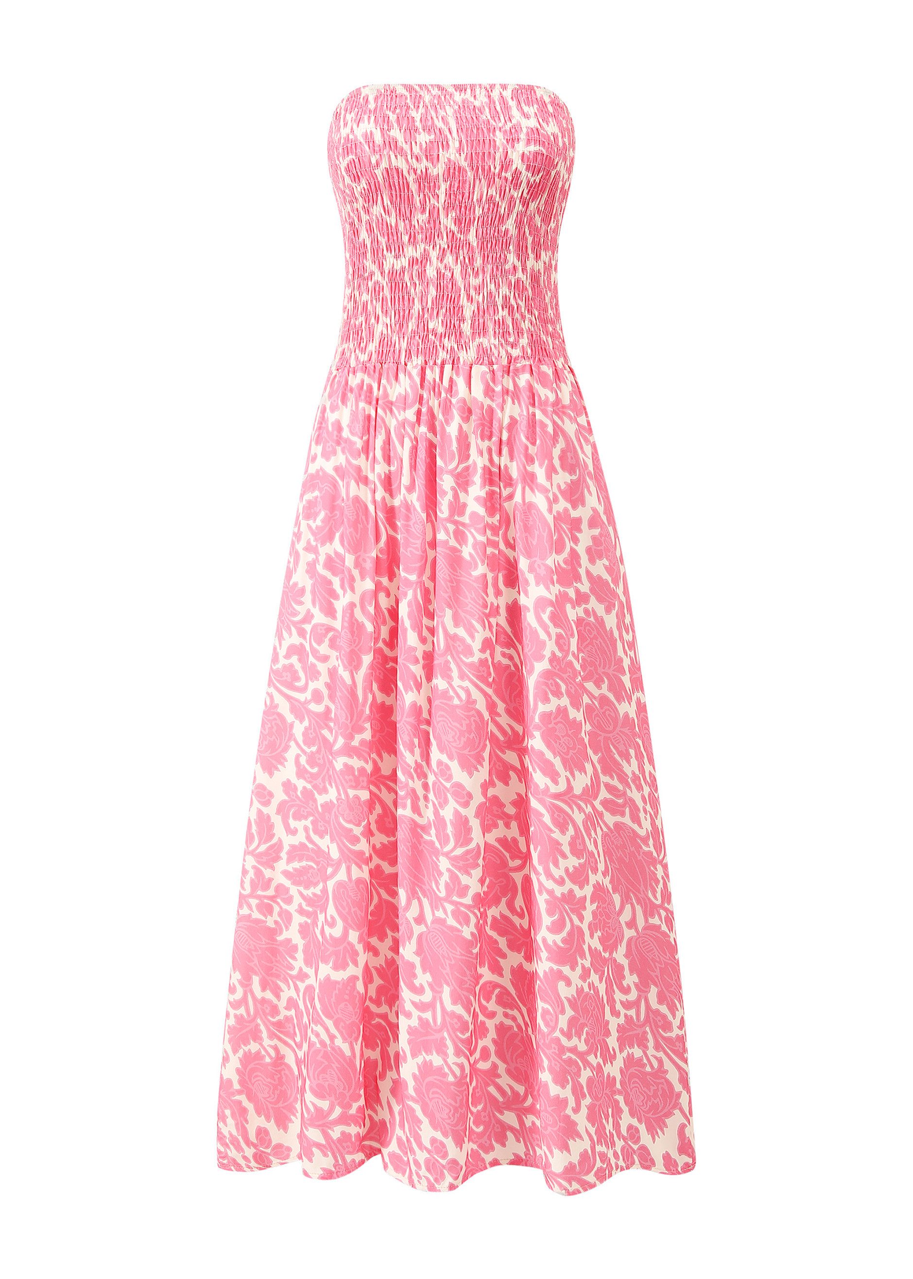 SASSYCLASSY Minikleid Gesmoktes Bandeau-Kleid mit Print Damen trägerloses M günstig online kaufen