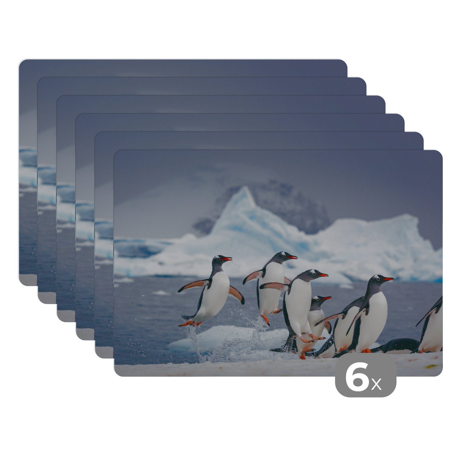 MuchoWow, Platzdecken, Platzset, Platzset, Schmutzabweisend Schnee, Eis (6-St), Pinguin Tischmatten, Platzmatte, - -