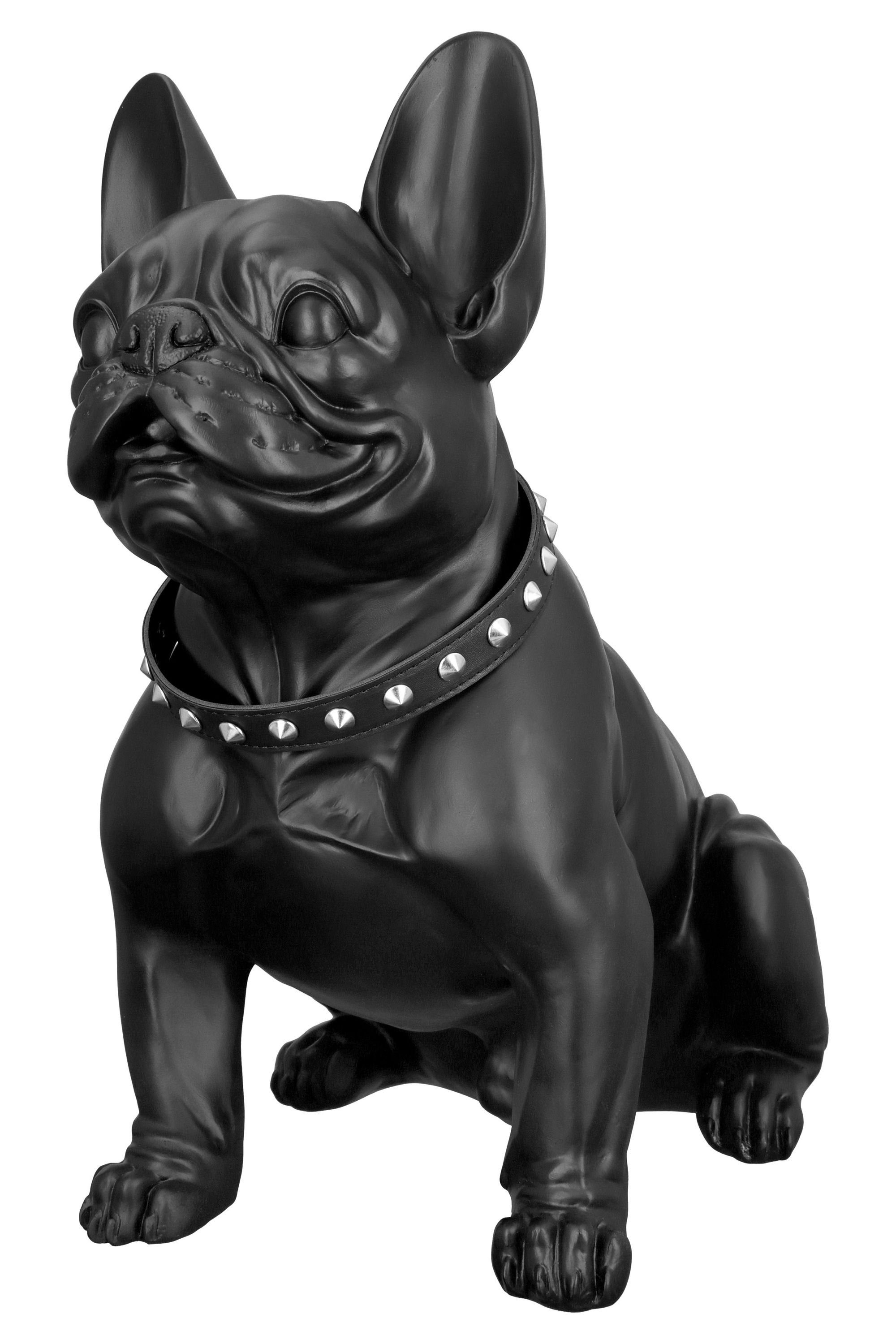Dekofigur BULLDOG Figur - schwarz - Kunstharz - H. 41cm x B. 22cm - Skulptur