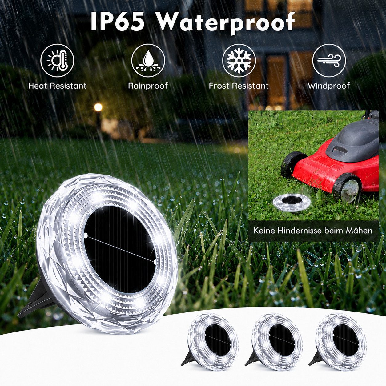 pedete LED Solarleuchte Solar-Bodenstrahler 4 Stück für den Außenbereich LED-Lampen Garten, Solar-Lampe, Bodenleuchte, Gartenstrahler, Tageslichtweiß,Warmweiß, Solar lampen für außen,gartendeko,Solar-Erdspieß