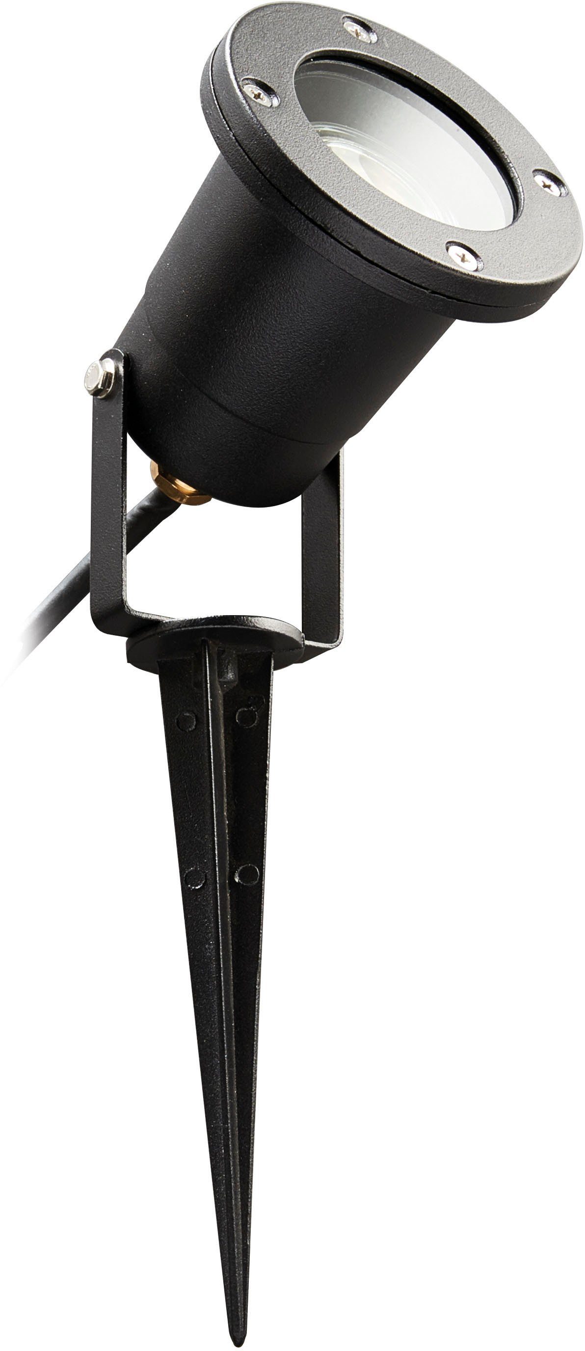 HEITRONIC Gartenstrahler Dalian, ohne Leuchtmittel, Bodenleuchte, Spießleuchte, mit Erdspieß und Zuleitung mit Stecker