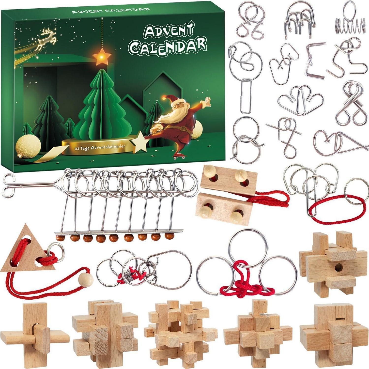 LuxusKollektion Spielzeug-Adventskalender Adventskalender 2026 Knobelspiele Metall/Holz Blau