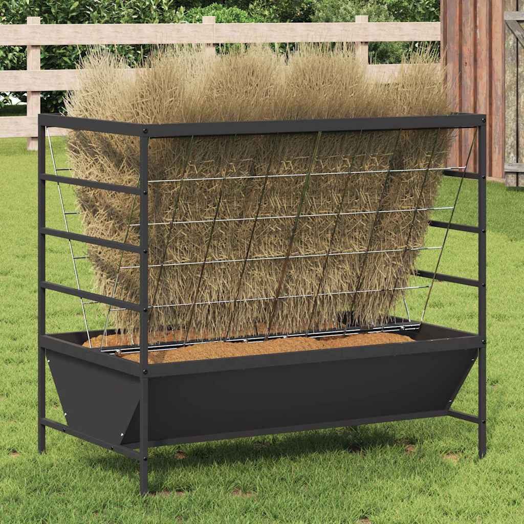 vidaXL Futterspender Viehfutterspender Schwarz 100 x 60 x 90 cm Kaltgewalzter Stahl