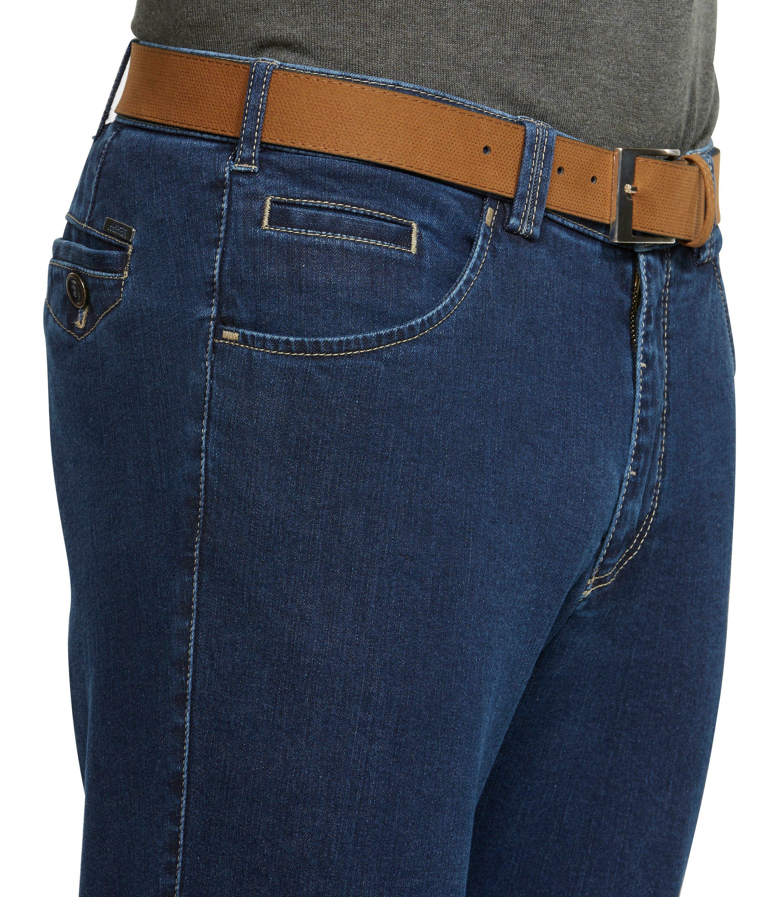 Chino MEYER Dublin blau Stretch-Dehnbund mit Slim-fit-Jeans