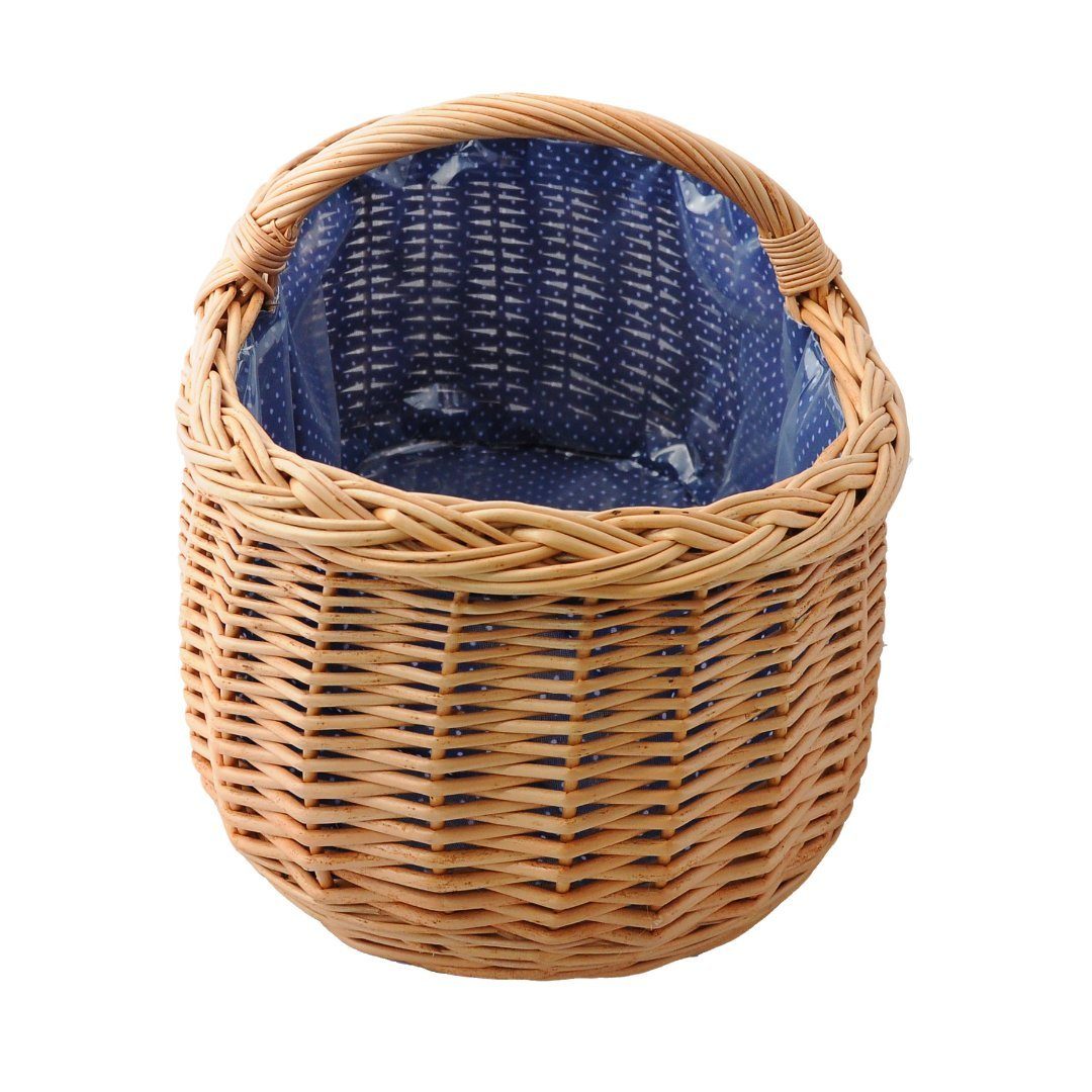 YULKA Einkaufskorb Weidenkorb BAGI BLAU 2 Flechtkorb mit folierter Stoffeinlage, 48 l, ökologisches Weidengeflecht, stilvoll und praktisch