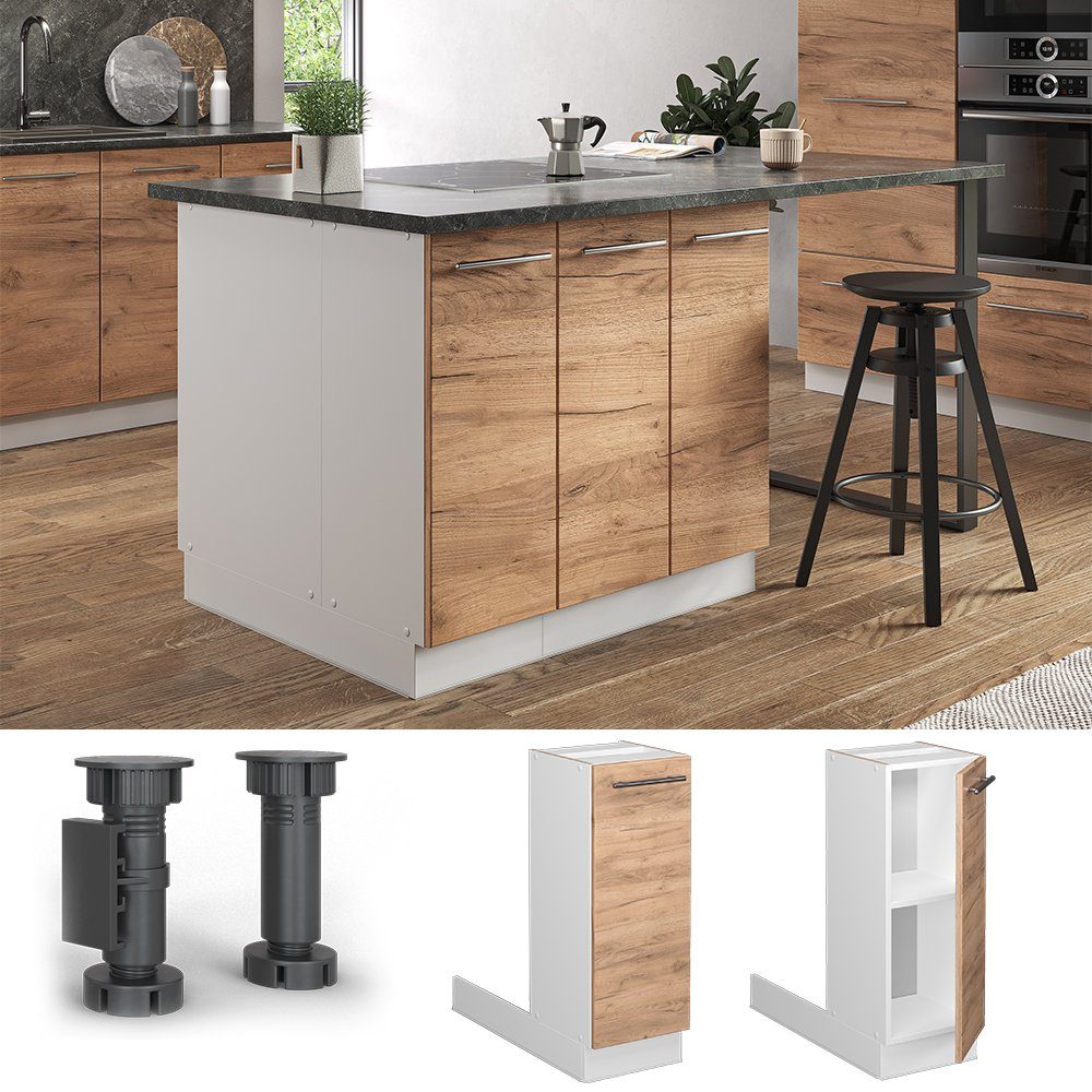 Vicco Unterschrank Fame-Line, Goldkraft Eiche/Weiß, 30 günstig online kaufen