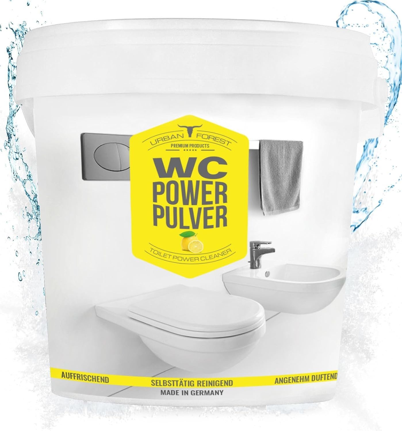 URBAN FOREST WC Reiniger extra stark, WC Schaum, WC Pulver 1Kg WC-Reiniger (1-St. WC, Bidet, Toilette, Abfluss, Dusche)
