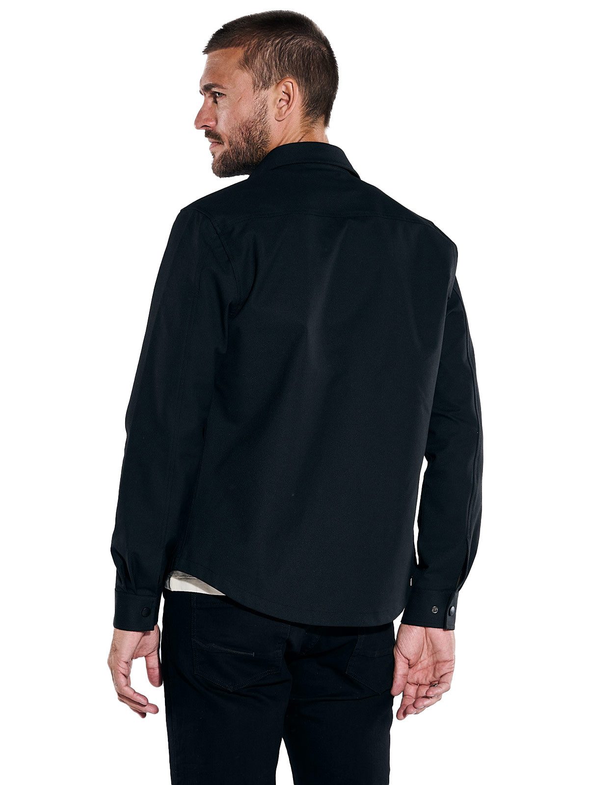 emilio adani Langarmhemd Herren Overshirt uni, Schwarz