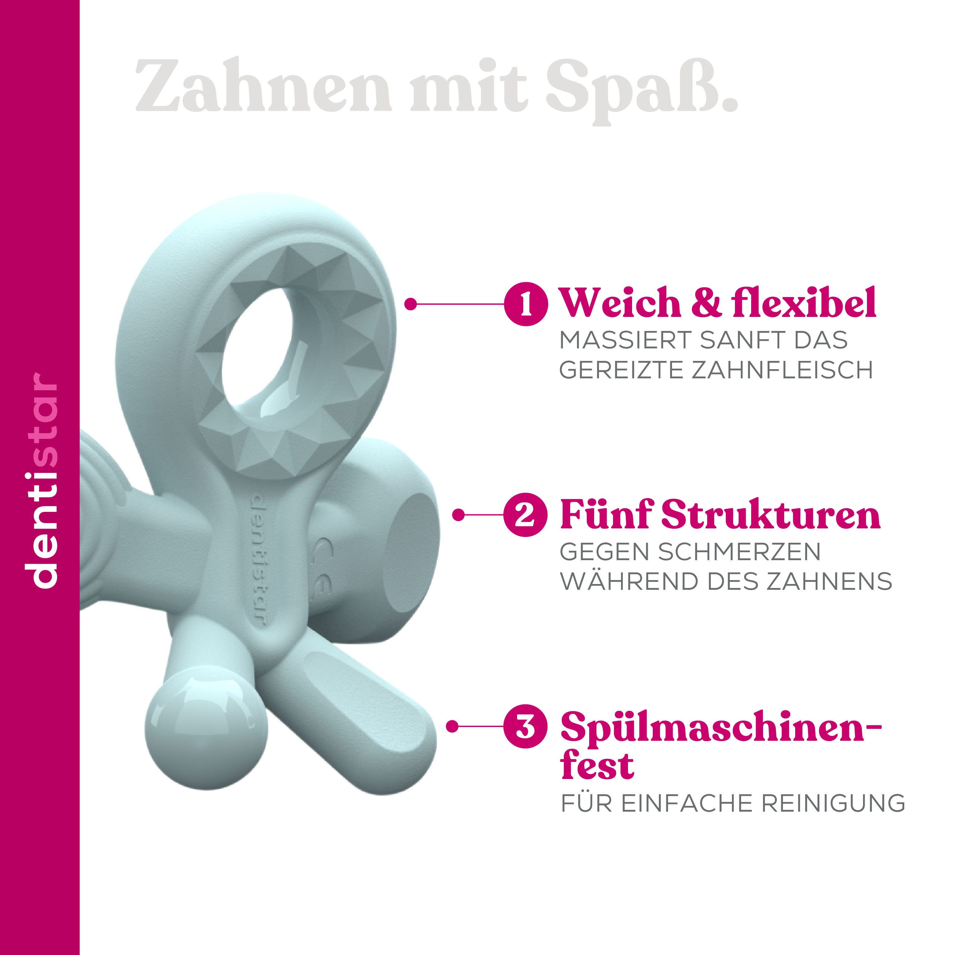 dentistar Beißring Hugstar - Beißspielzeug für Babys ab 3 Monate