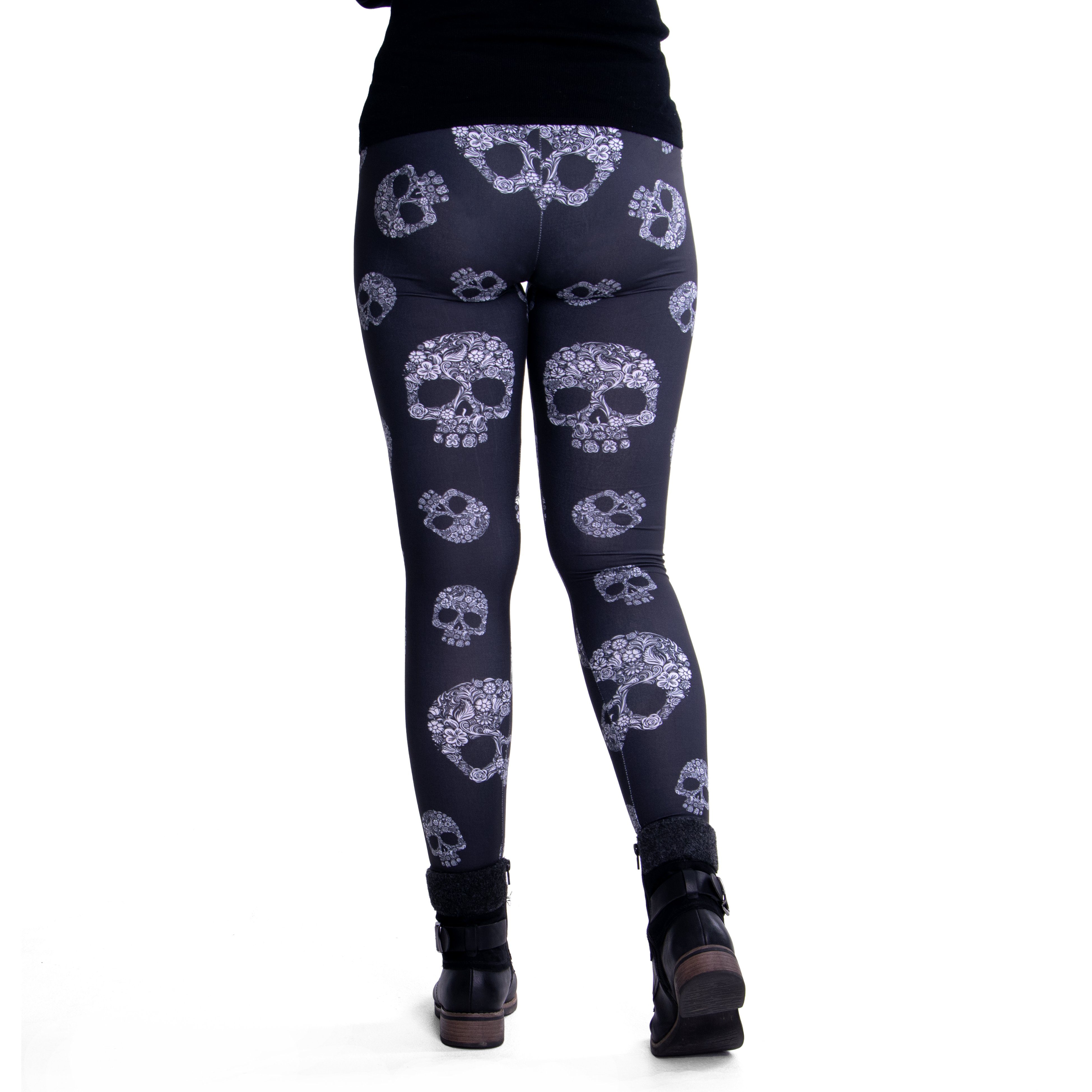 cosey Leggings Leggings Set Halloween M-L Totenschädel & Spinnweben (Leggings-Set, 2er-Set) Halloween-Leggings im Set - Totenschädel & Spinnweben