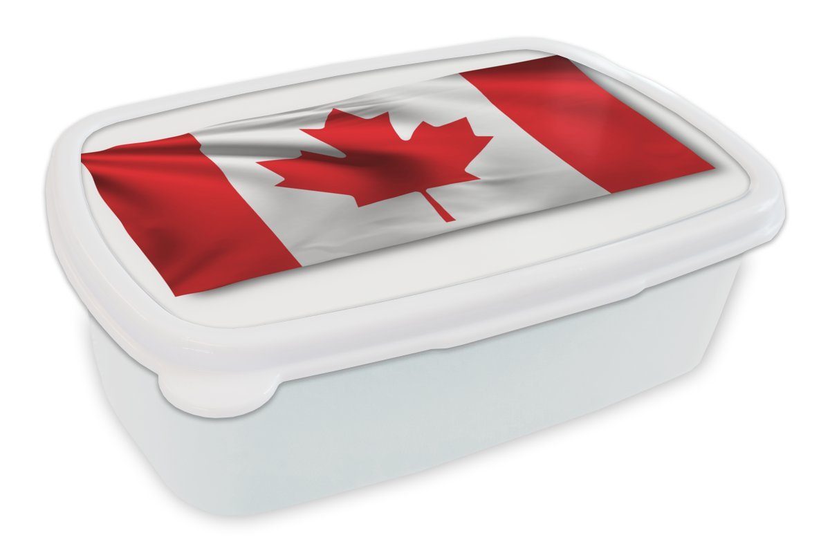 MuchoWow Lunchbox Flagge von Kanada mit Wellen und Schatten, Kunststoff, (2-tlg), Brotbox für Kinder und Erwachsene, Brotdose, für Jungs und Mädchen weiß