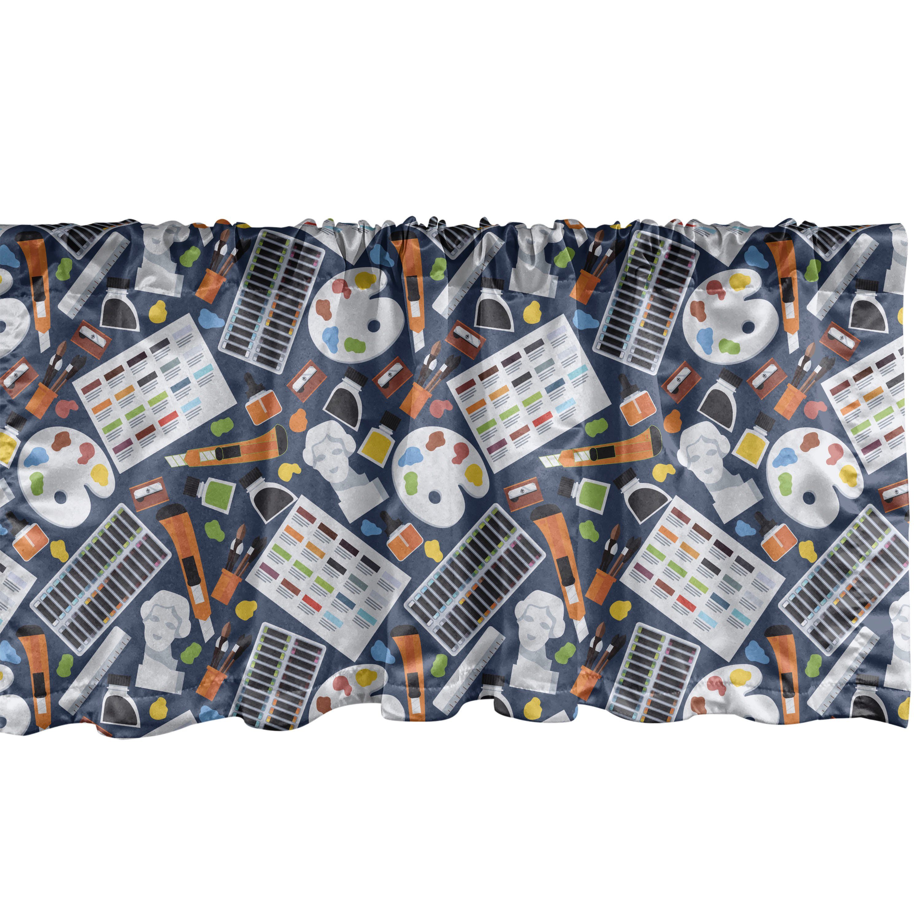 Scheibengardine Vorhang Volant für Küche Schlafzimmer Dekor mit Stangentasche, Abakuhaus, Microfaser, Bunt Künstler-Muster