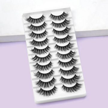 Montegoni Bandwimpern Künstliche Wimpern-Set, Wiederverwendbare Nerzimitatwimpern,Handgefertigte False Eyelashes, 14 tlg., Langlebig Natürlicher Look 14er Set