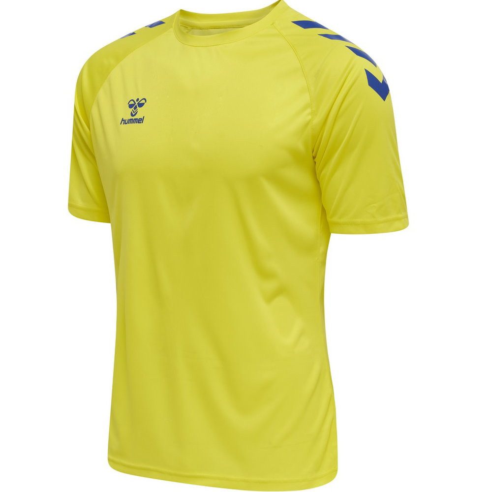 hummel T-Shirt hmlCORE XK Core Poly (Interlock-Stoff) Kurzarm gelb/blau Herren