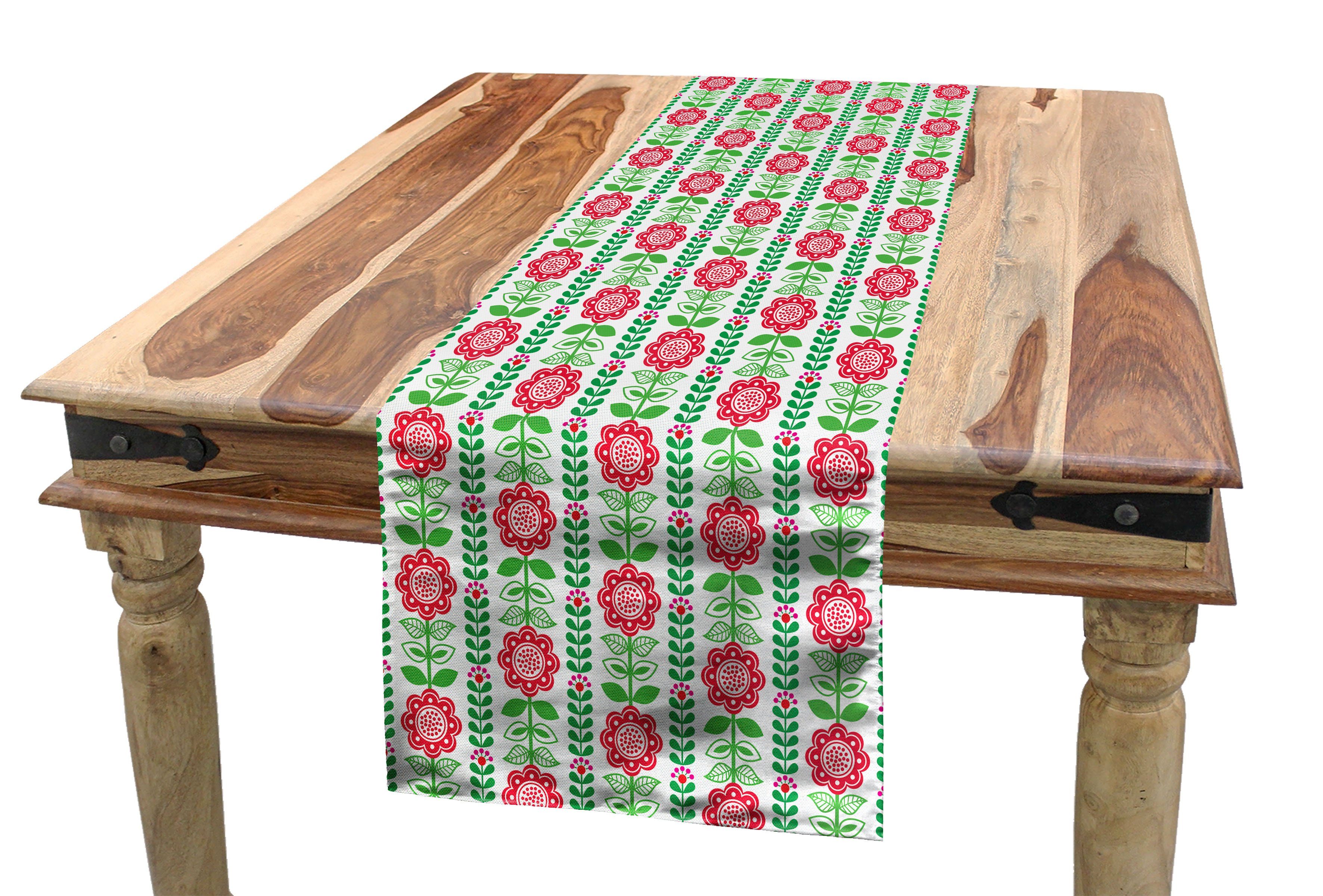 Abakuhaus Tischläufer Esszimmer Küche Rechteckiger Dekorativer Tischläufer, Blume Nordic Stil Flourish Blätter | Tischläufer