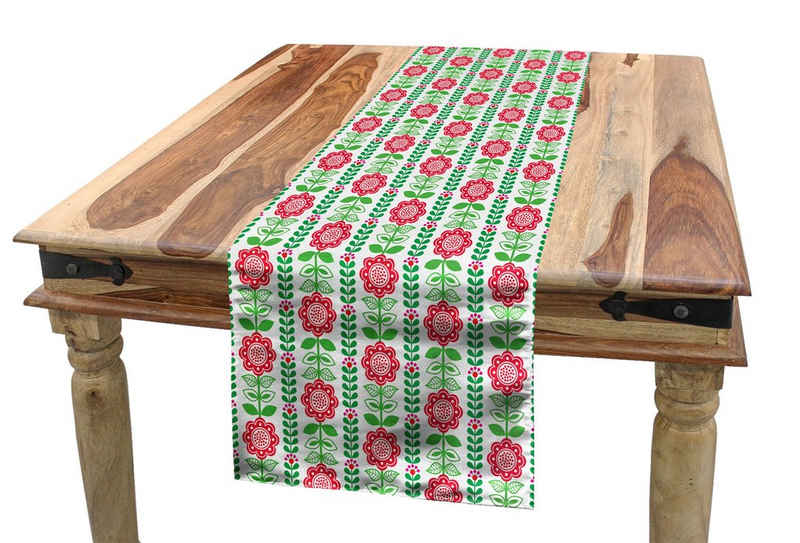 Abakuhaus Tischläufer Esszimmer Küche Rechteckiger Dekorativer Tischläufer, Blume Nordic Stil Flourish Blätter