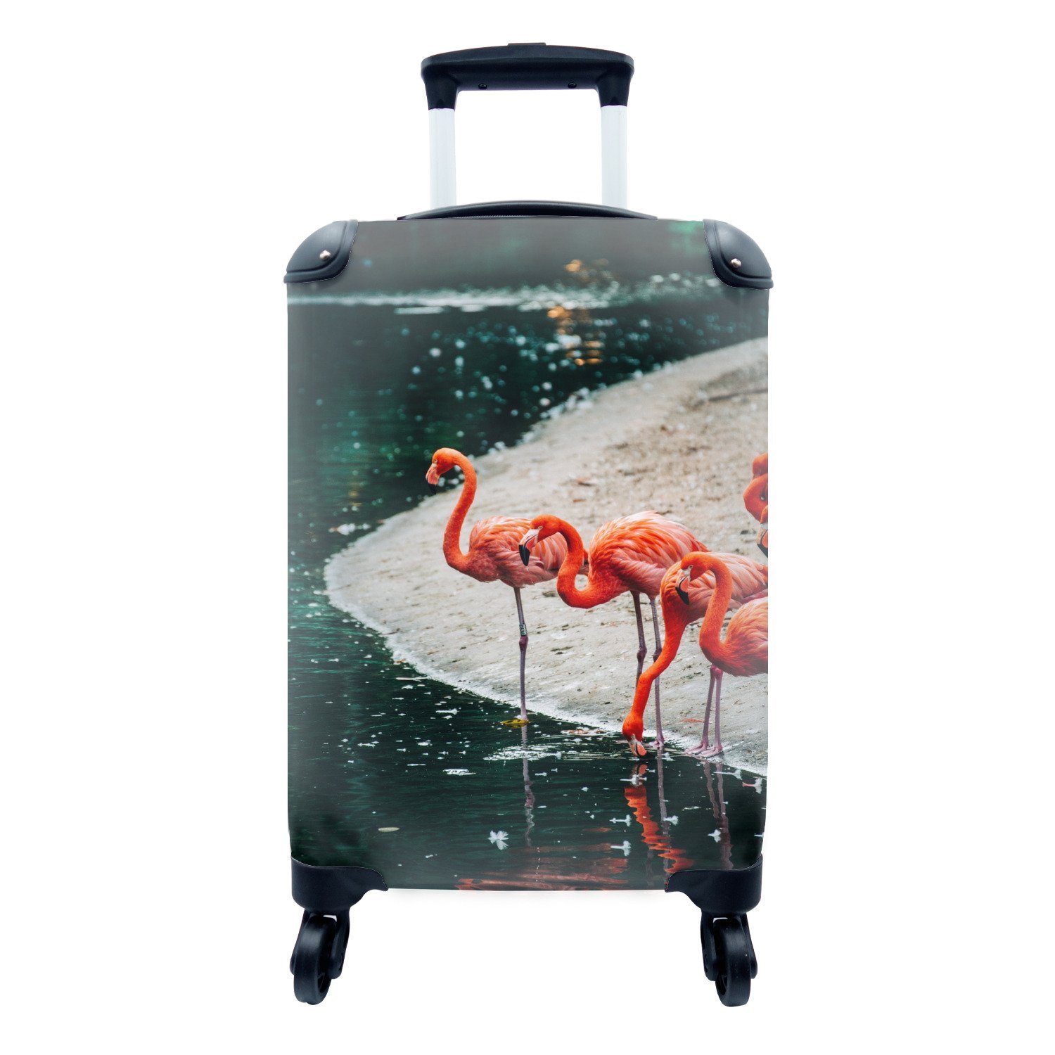 Wasser, für am Rollen, Trolley, Handgepäck Flamingos mit rollen, MuchoWow Reisekoffer Ferien, Reisetasche Handgepäckkoffer 4