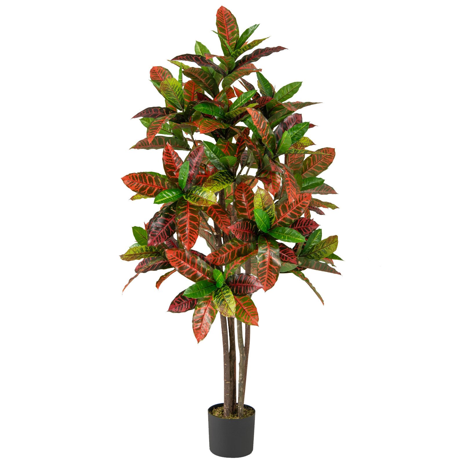 Kunstbaum Kroton, COSTWAY, Höhe 150 cm, Kunstpflanze 150cm, Künstliche Pflanze Kroton