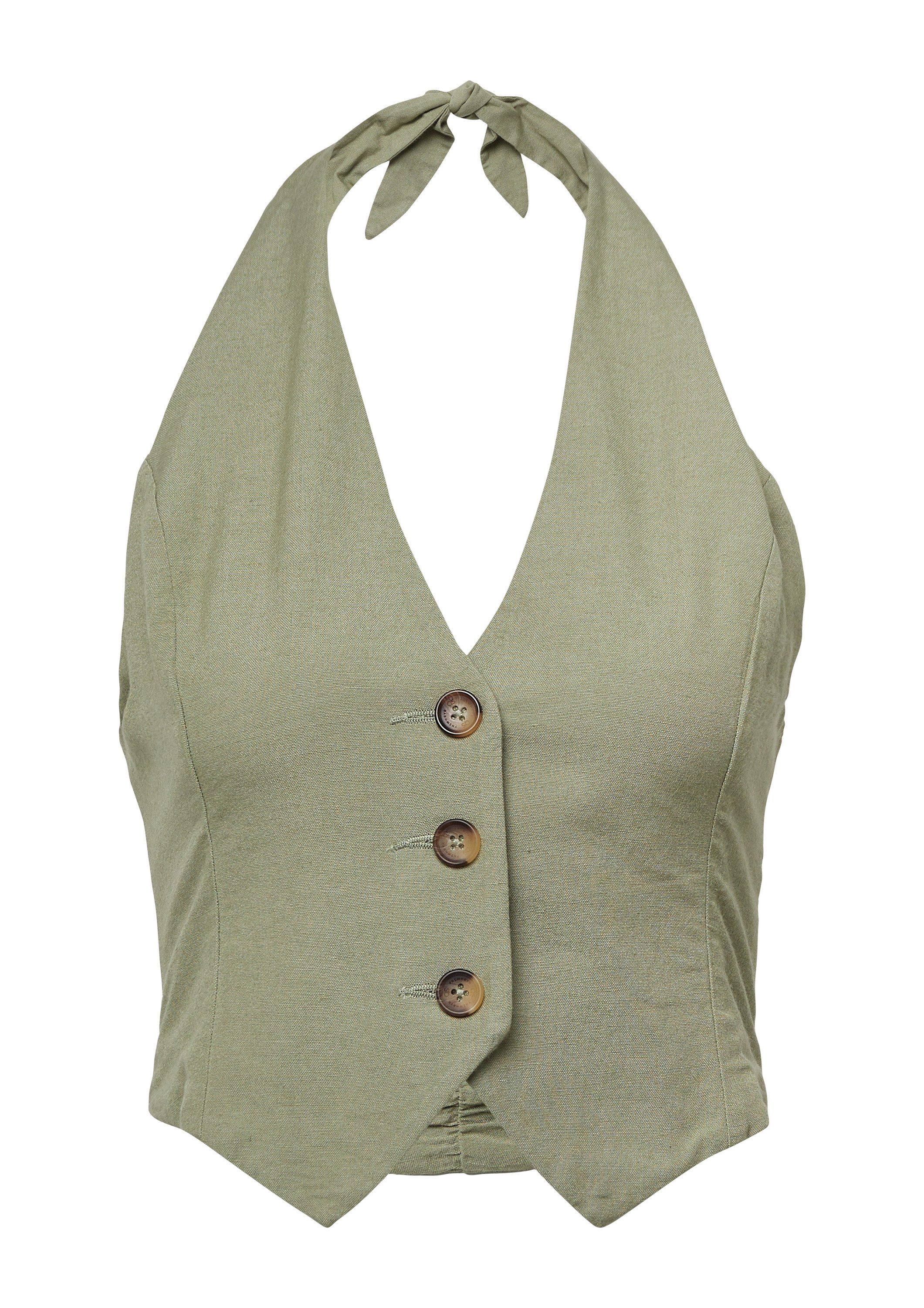 QS Funktionsweste Bluse Neckholder-Weste aus Leinenmix günstig online kaufen