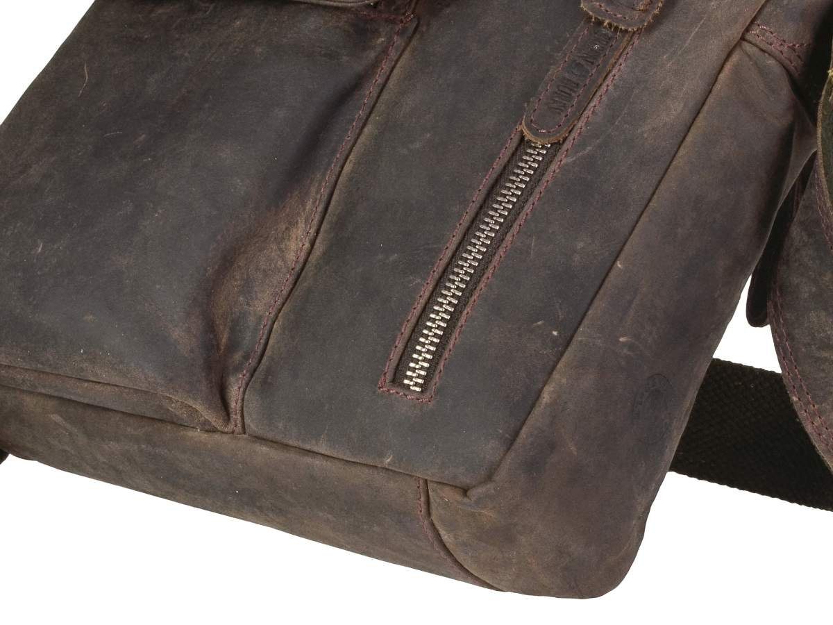 25x30cm, Damen, Herren, Leder Vintage Vintage Messengerbag Schultertasche, Umhängetasche Revival, Greenburry