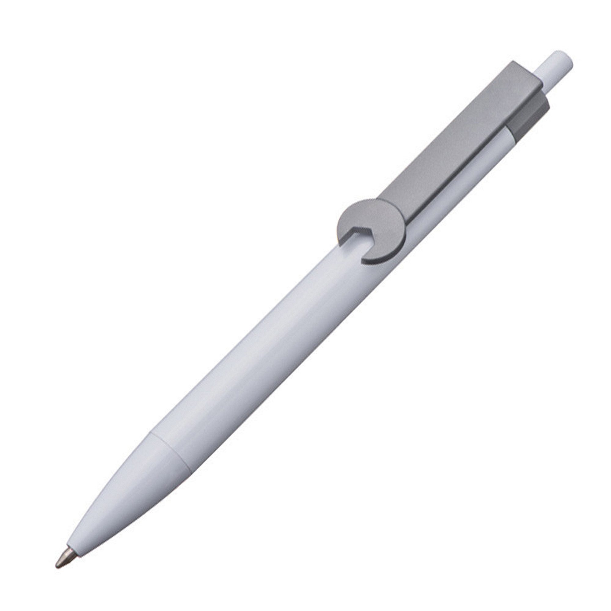 Livepac Office Kugelschreiber 100x Druckkugelschreiber / "Schraubenschlüssel" / Clipfarbe: grau