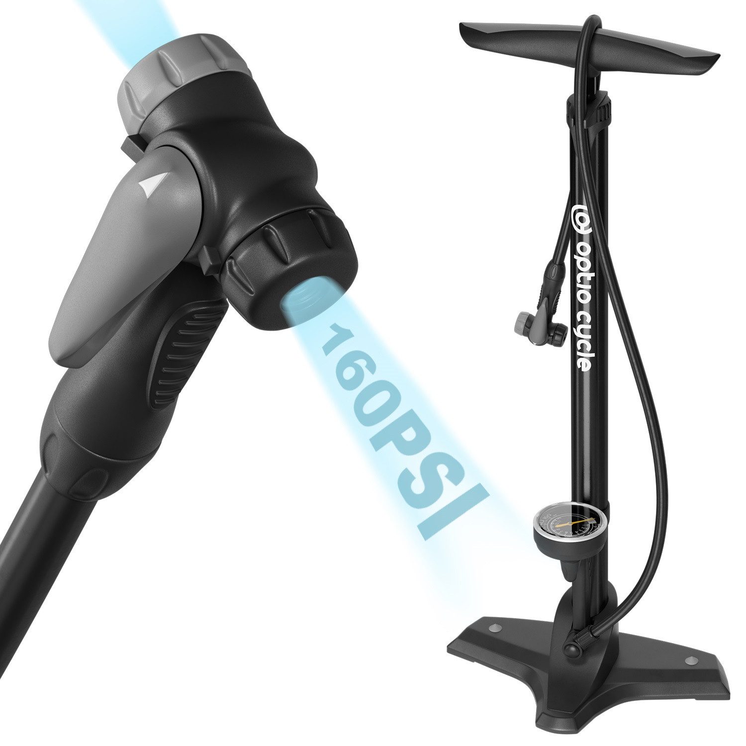 Fahrradpumpe Fahrradpumpe für alle Ventile Luftpumpe, Standpumpe mit Manometer