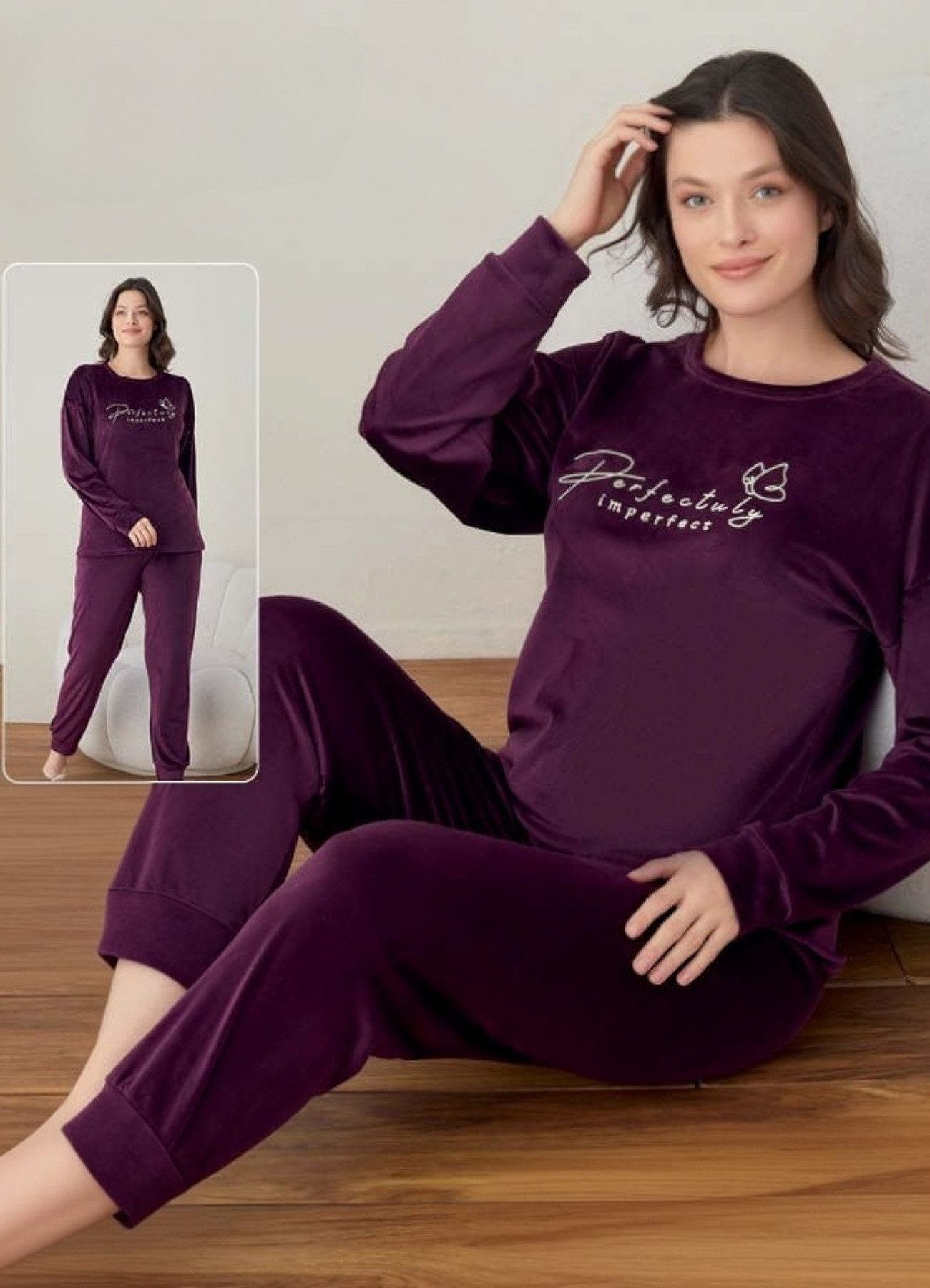 fashionshowcase Schlafanzug Damen Hausanzug aus Samt günstig online kaufen
