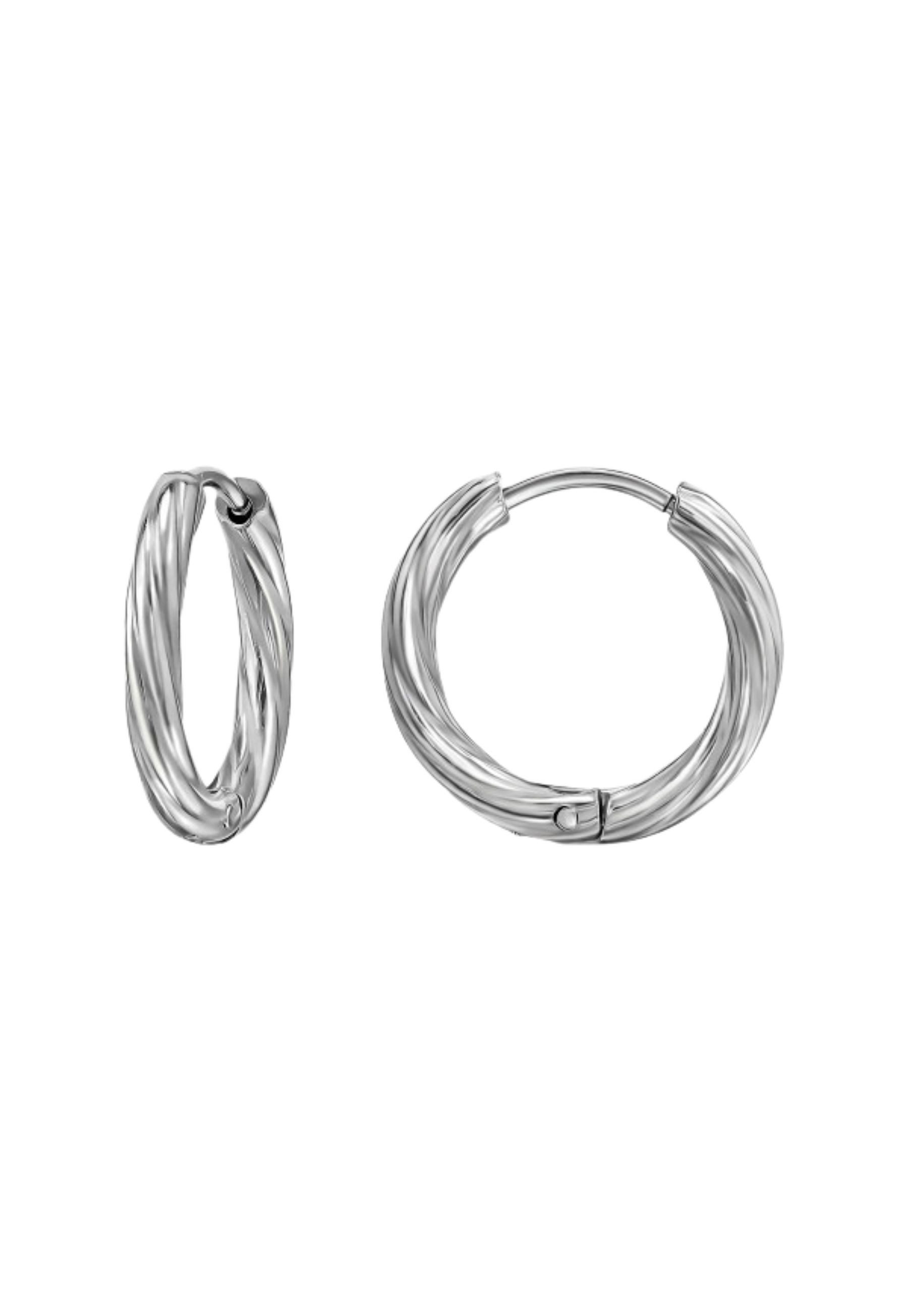 Diademita Paar Ohrstecker Gedrehte Huggie-Creolen aus Edelstahl (Set)
