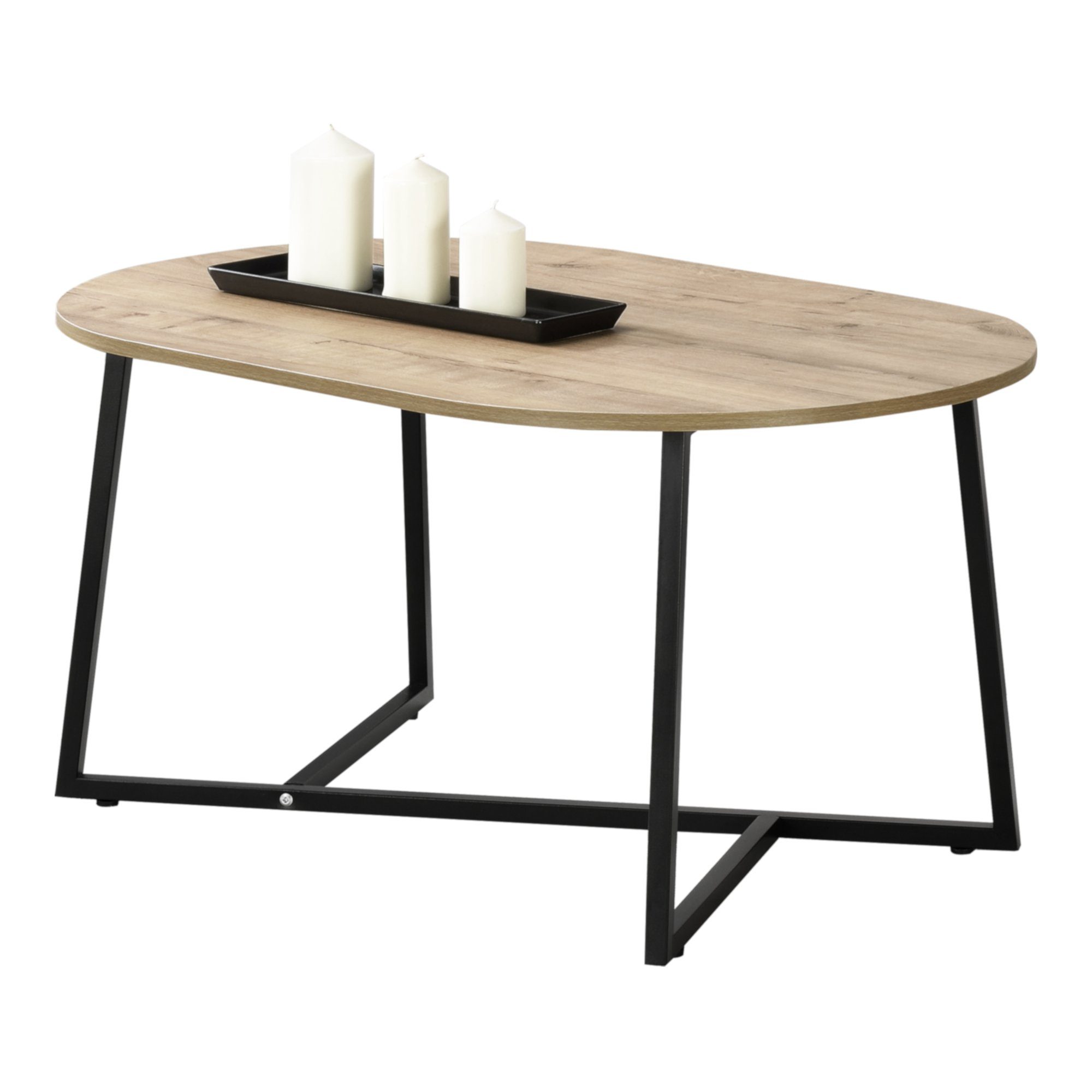 Sofatisch »Valdemarsvik« Eiche-Optik 100x60x47cm en.casa Couchtisch, Wohnzimmertisch