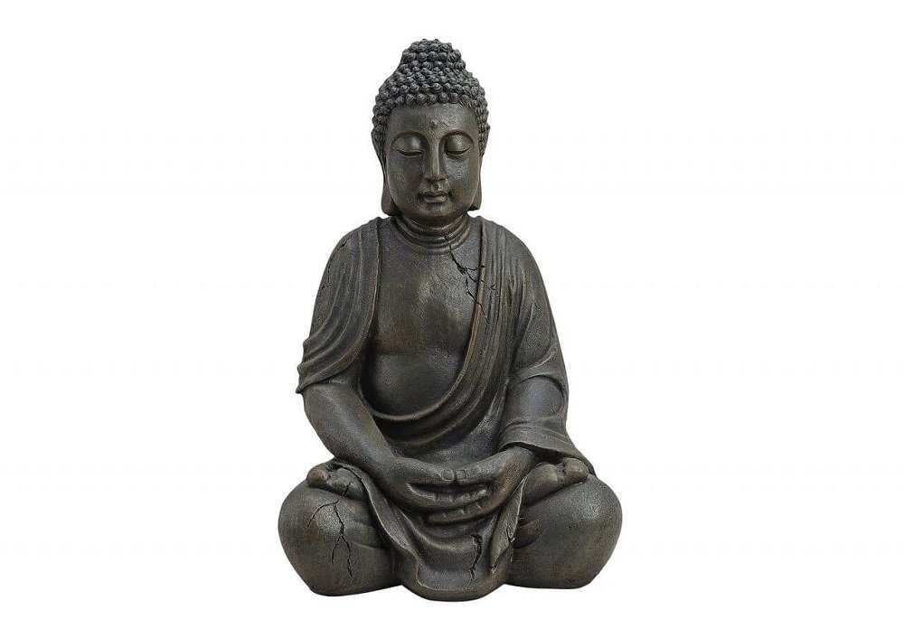 G. Wurm Gartenfigur Buddha Figur sitzend braun Feng Shui Polyresin