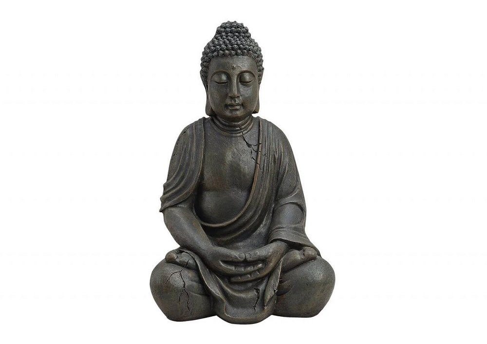 Wurm Buddhafigur Buddha Figur sitzend braun Feng Shui Polyresin H50 cm