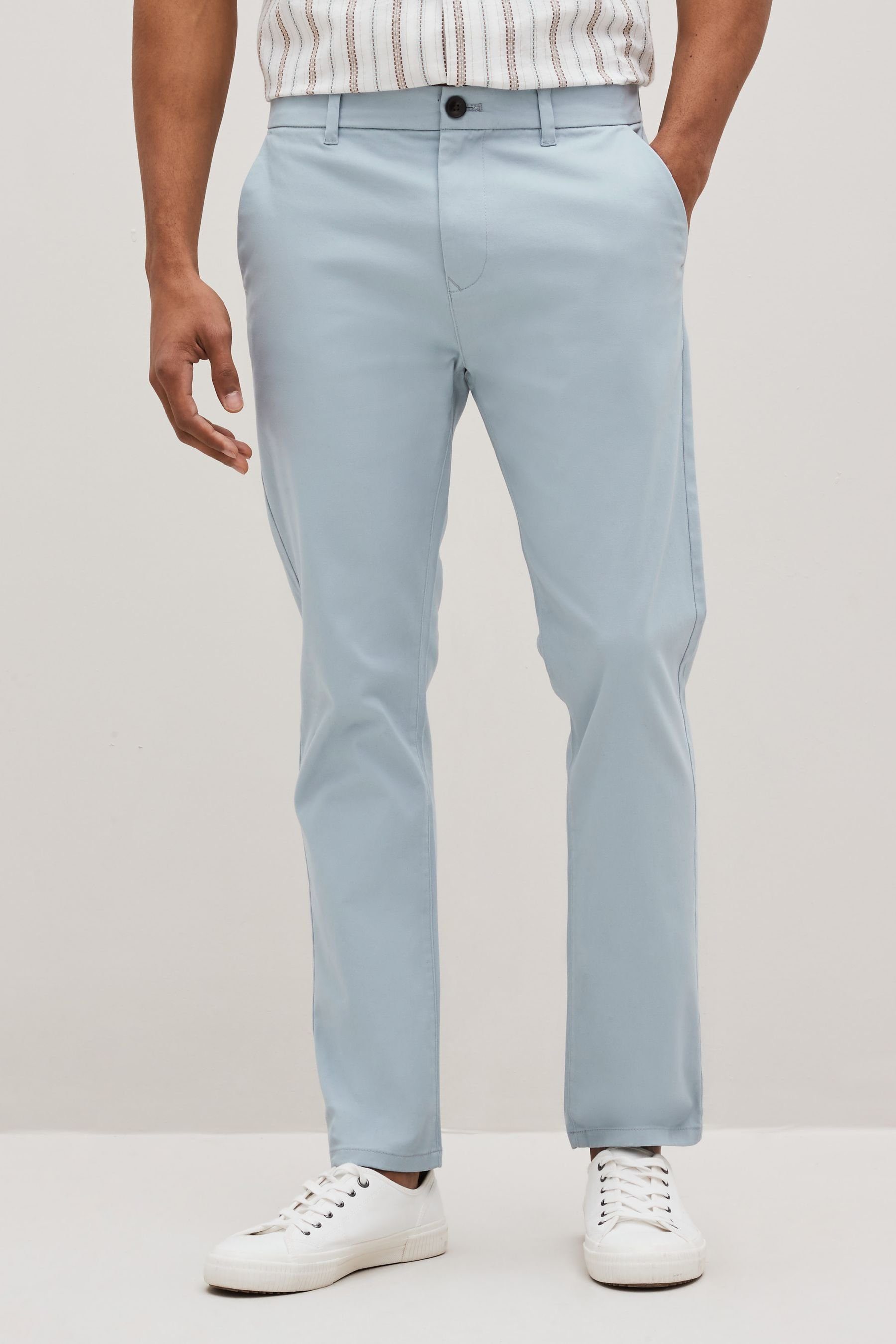 Next Chinohose Slim Fit Chinohose mit Stretch (1-tlg) Pale Blue