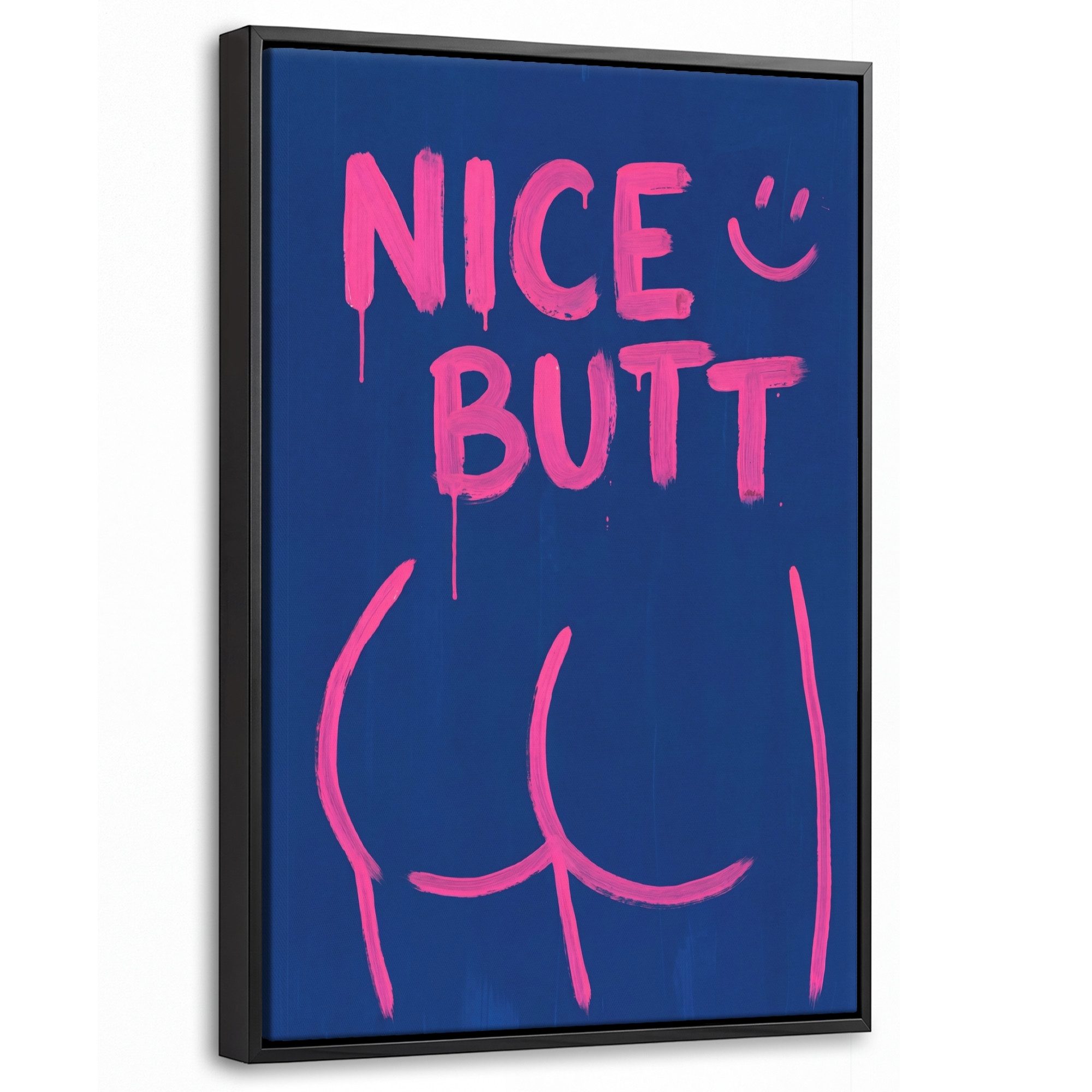 OneMillionCanvasses® Leinwandbild mit Rahmen - Frech - Lustig - Blau, Fotodruck (1 St), Deko für Wohnzimmer Schlafzimmer Küche 20x30cm