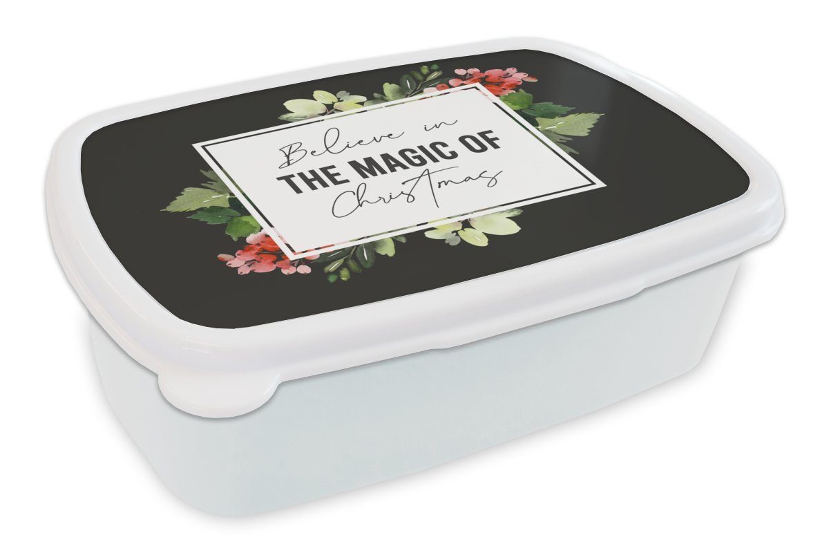 Magie, für Jungs und Lunchbox Erwachsene, Brotbox (2-tlg), Brotdose, Mädchen Kunststoff, weiß - Zitat für Weihnachten MuchoWow und - Kinder