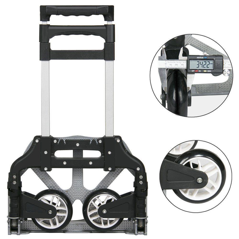 Yaheetech Folding Sack Truck Shopping Trolley, Aluminum Hand Truck Transport Cart up to 80 kg Aluminum Cart