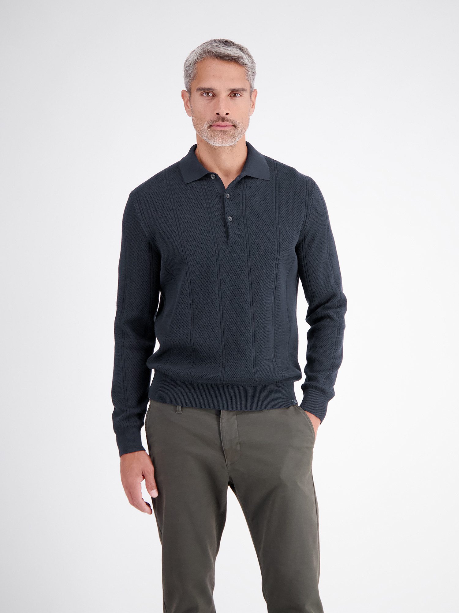 LERROS Langarm-Poloshirt Elegantes Langarmpolo mit raffinierten Vertikalstreifen