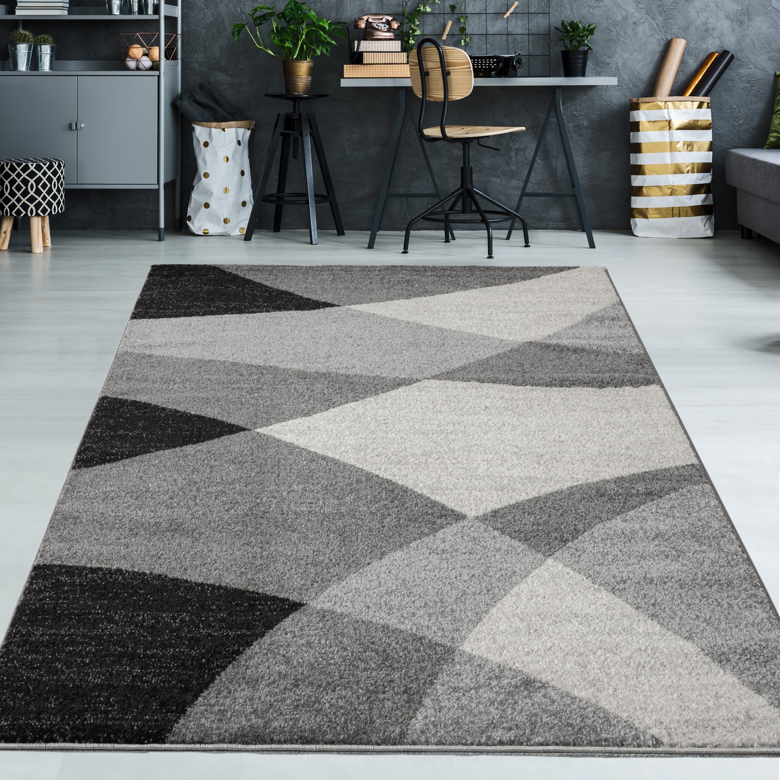 Teppich Moderner Teppich mit geometrischen Muster creme grau